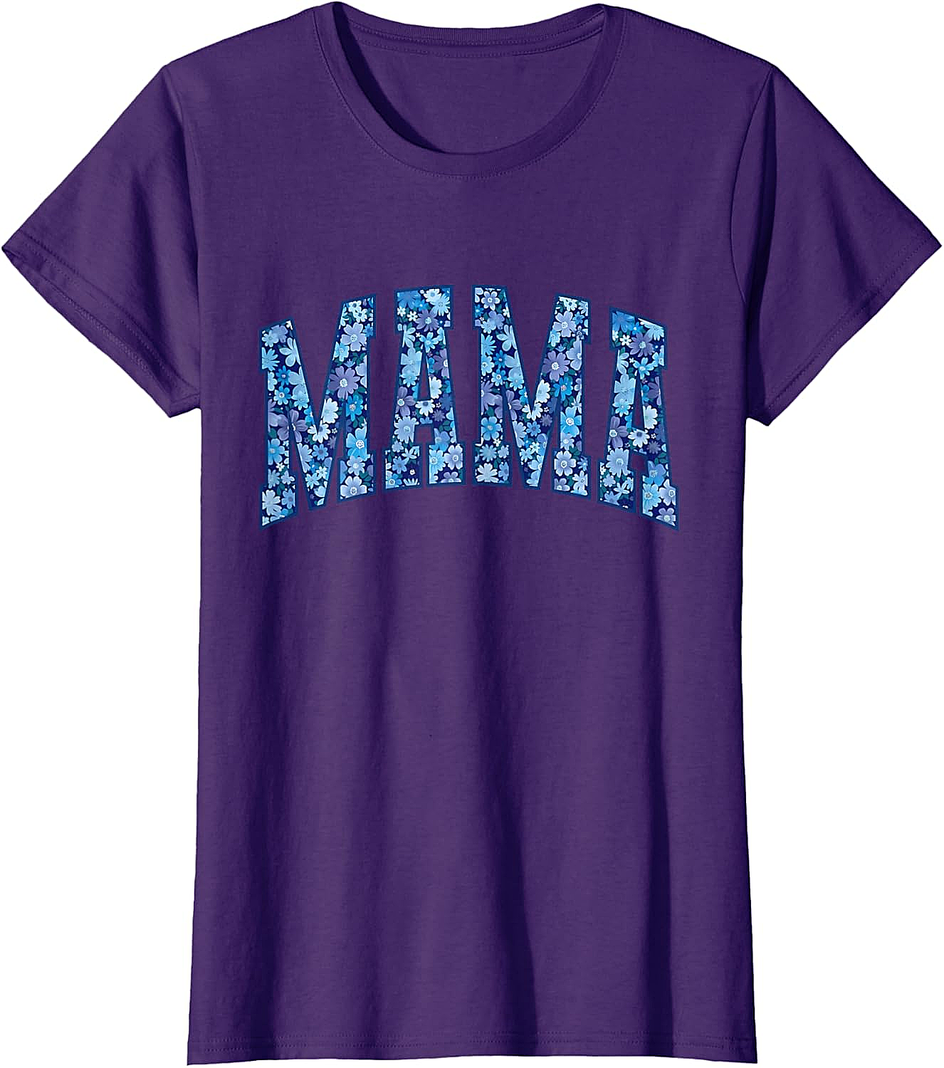 Mama Floral T-Shirt Blue Flower Graphic Tee for Moms