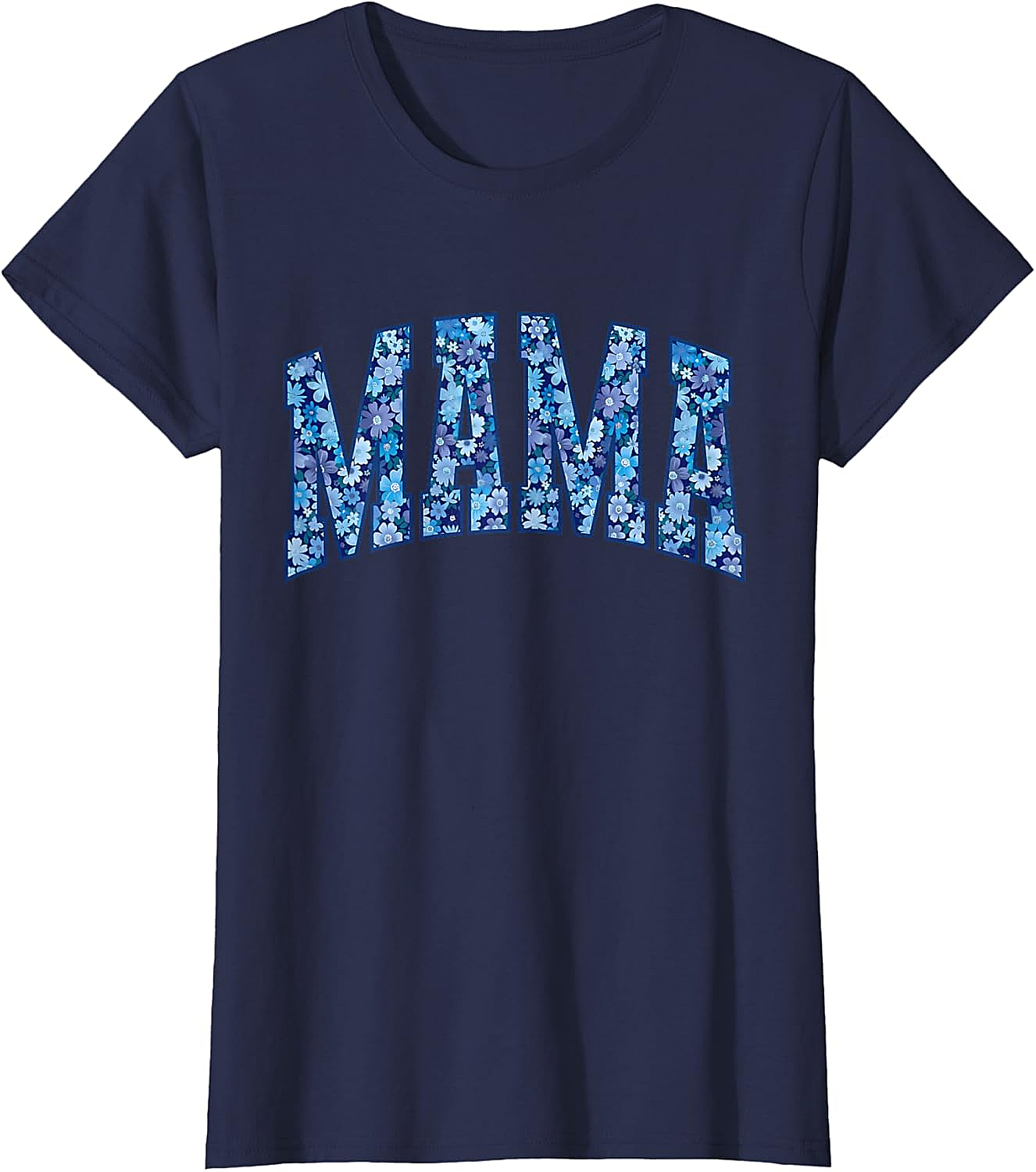 Mama Floral T-Shirt Blue Flower Graphic Tee for Moms