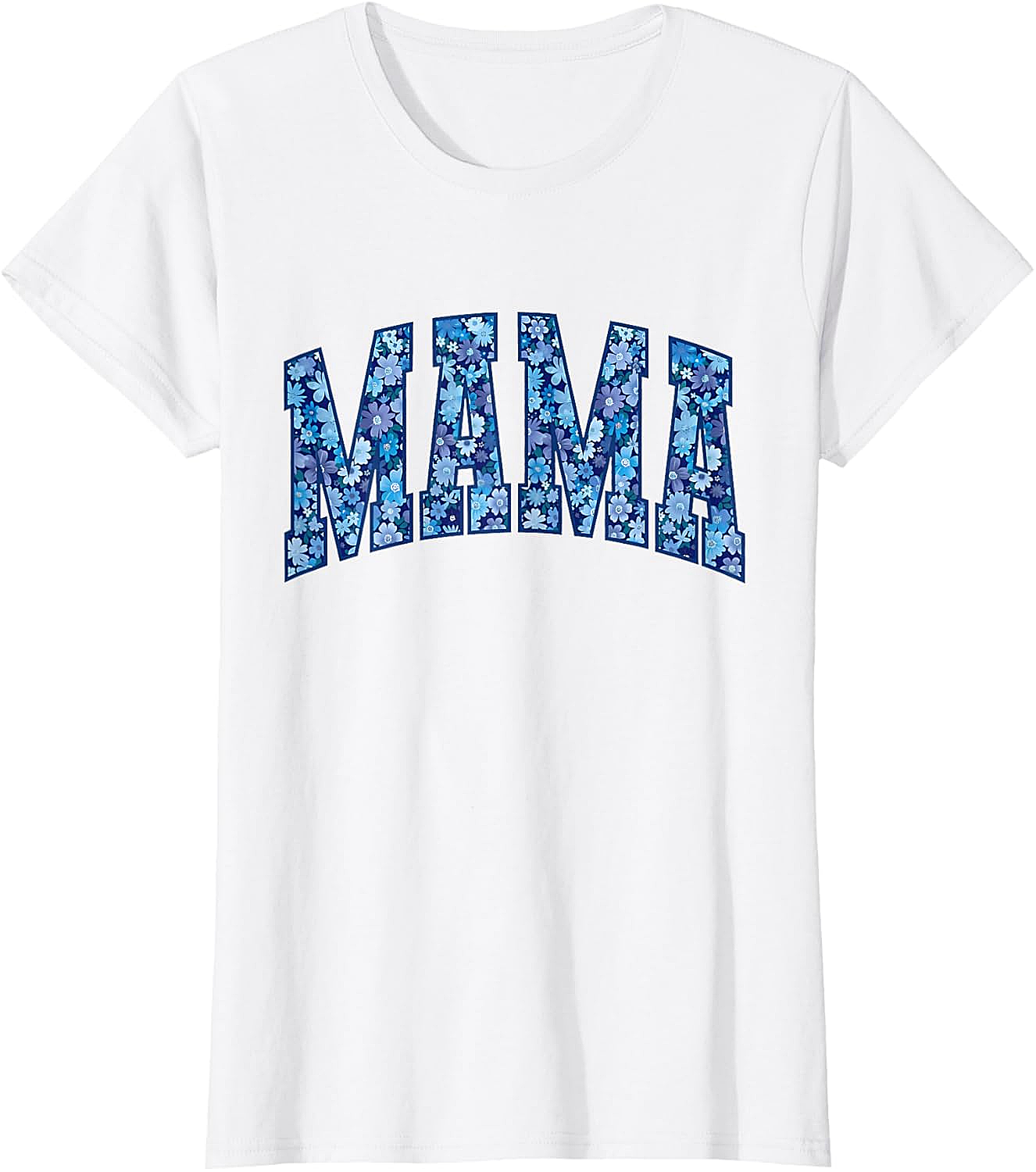Mama Floral T-Shirt Blue Flower Graphic Tee for Moms