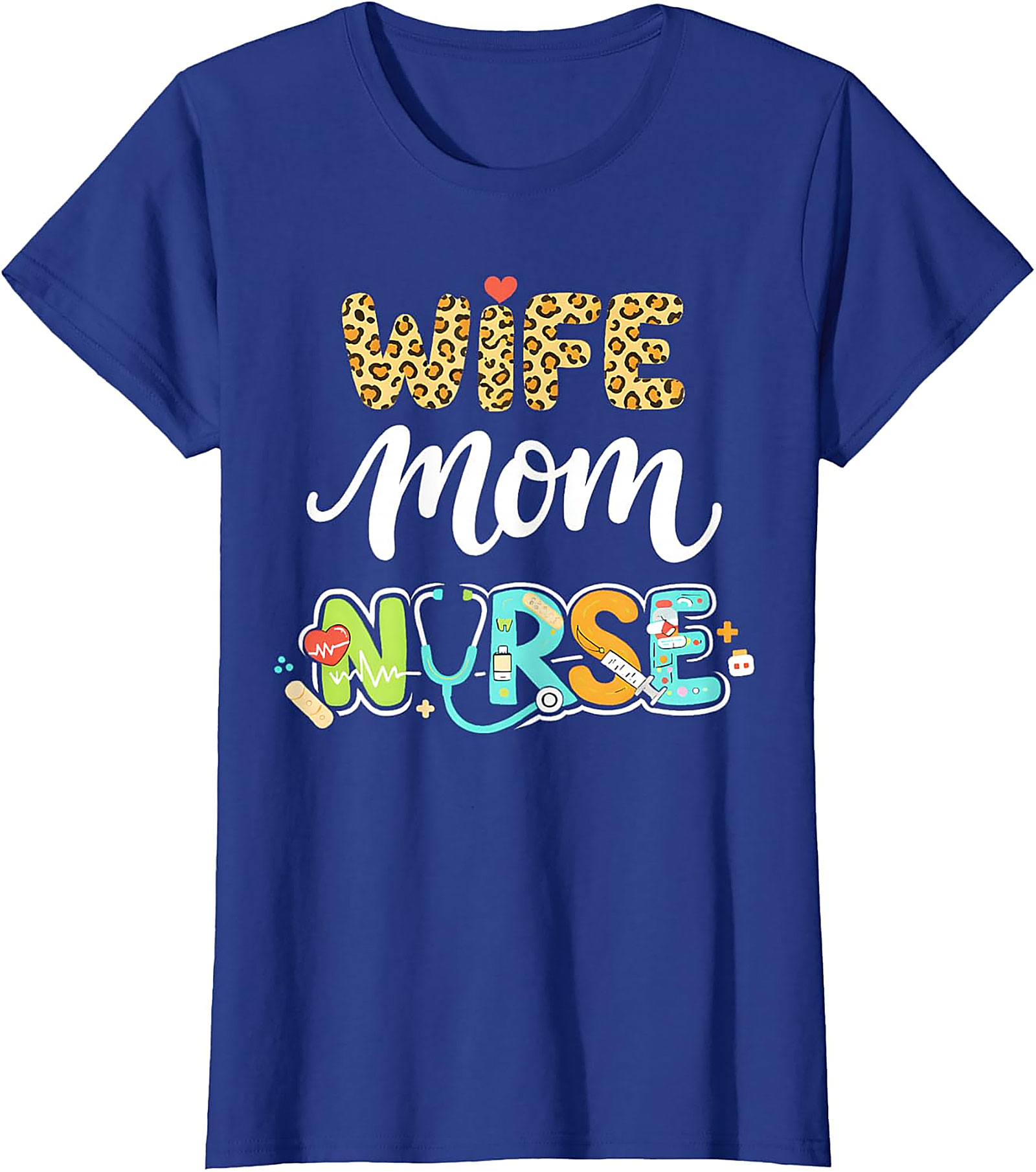 Wife Mom Nurse T-Shirt | Leopard Print Graphic Tee
