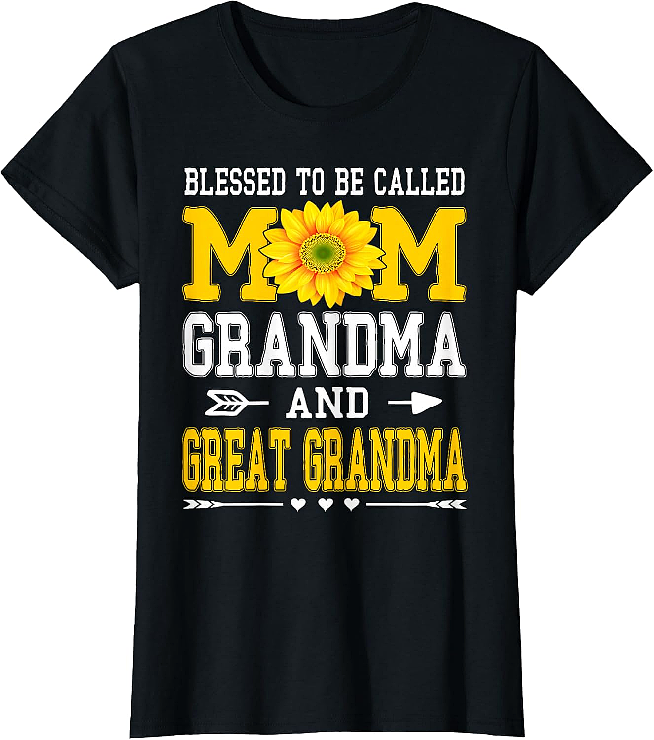  Blessed Mom Grandma Great Grandma T-Shirt Sunflower Gift