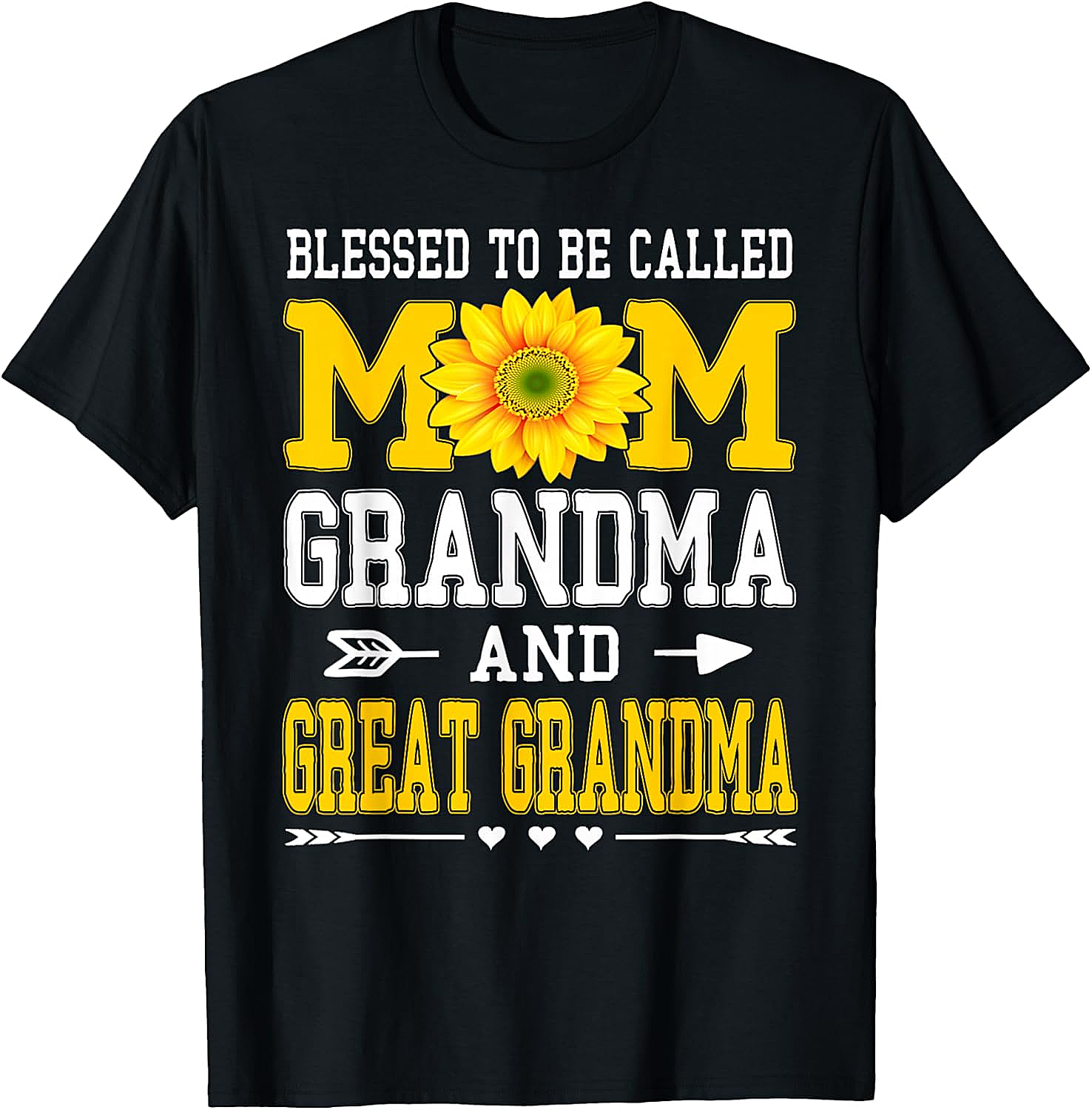 Blessed Mom Grandma Great Grandma T-Shirt Sunflower Gift