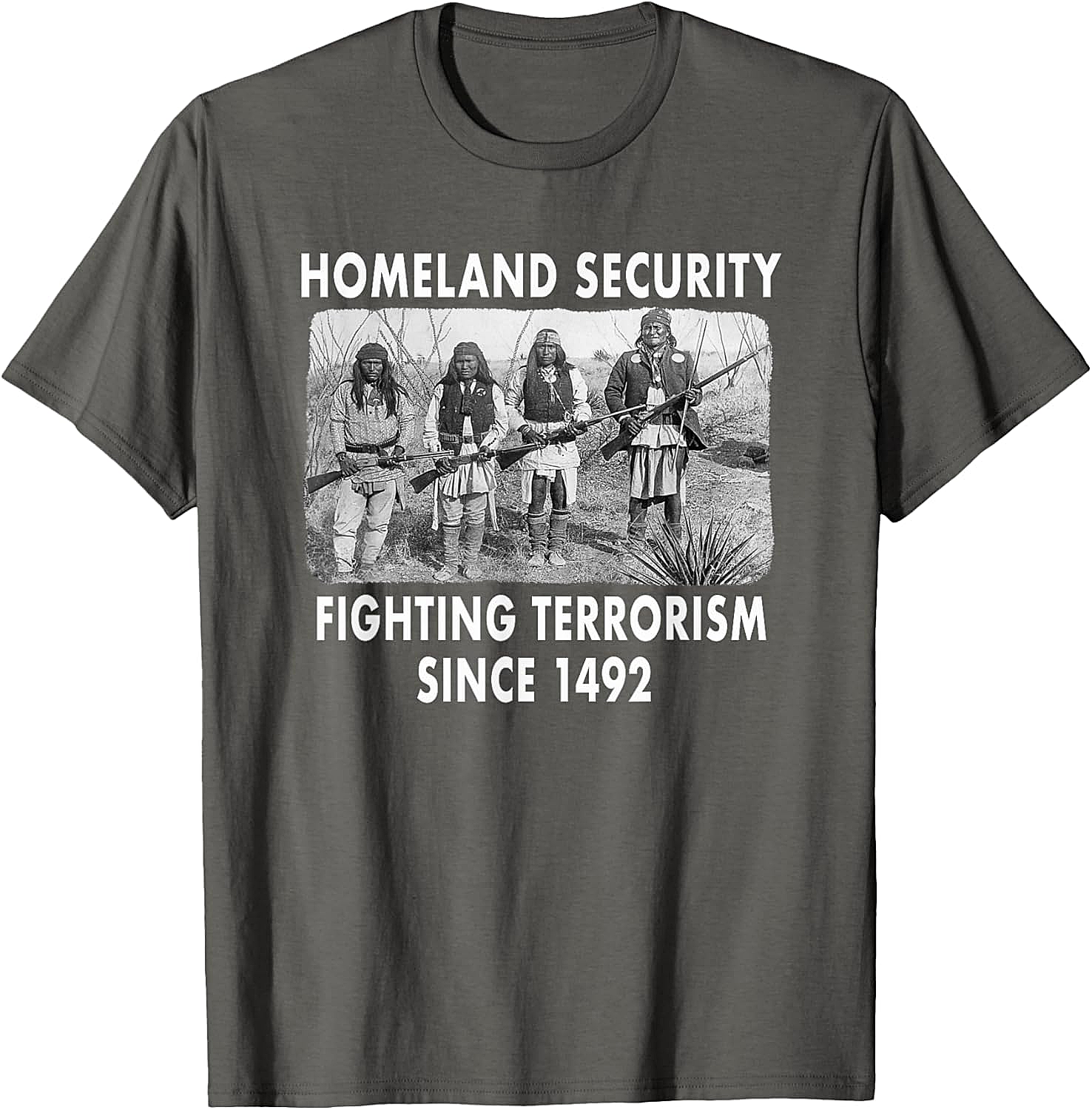 Homeland Security 1492 Native American T-shirt Graphic Tee