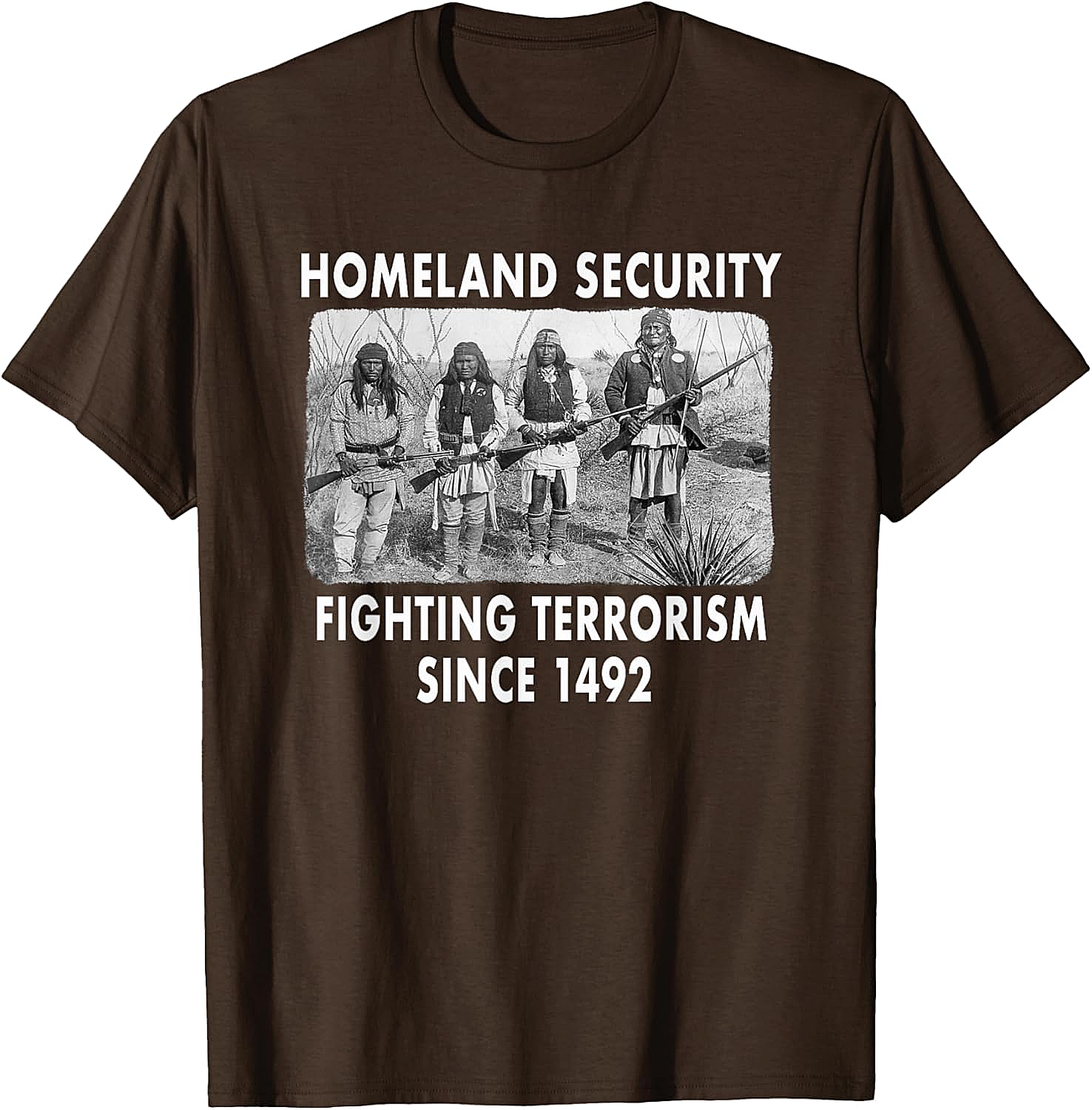 Homeland Security 1492 Native American T-shirt Graphic Tee