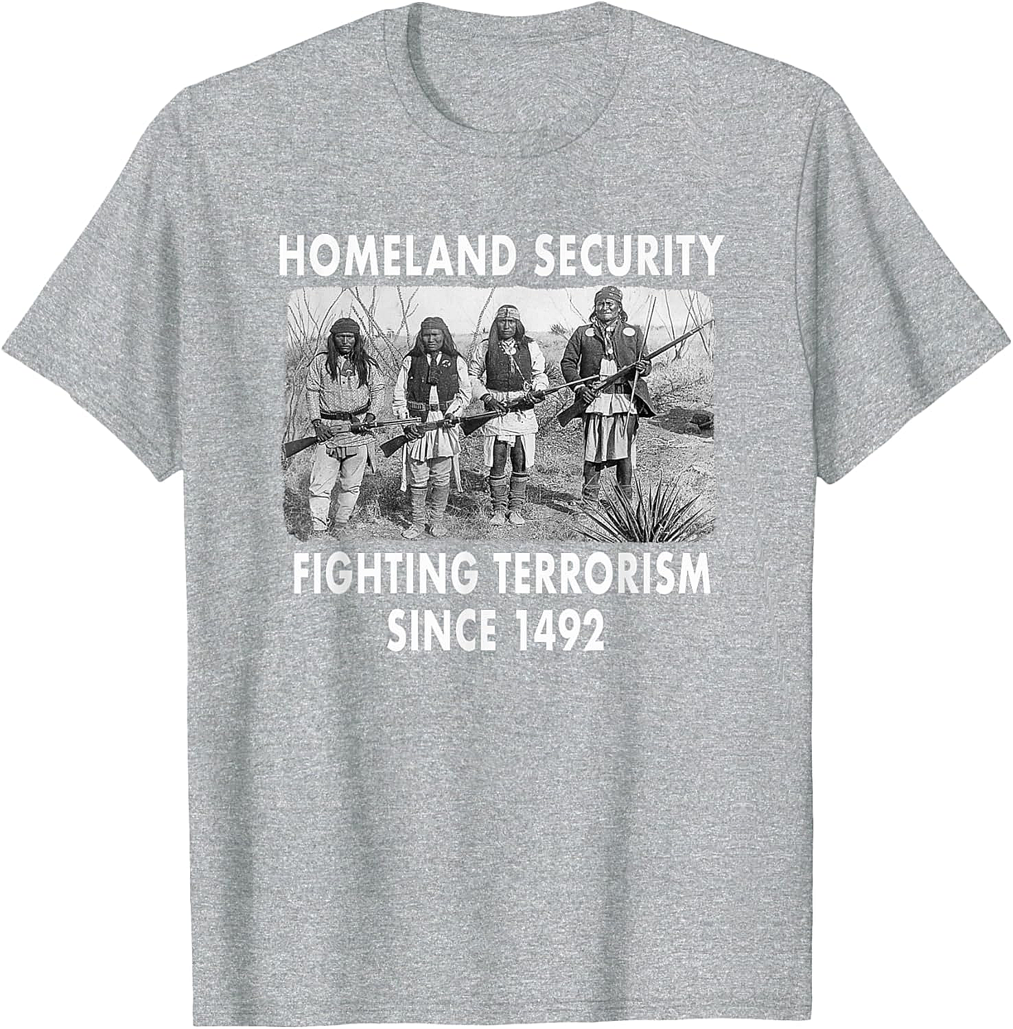 Homeland Security 1492 Native American T-shirt Graphic Tee