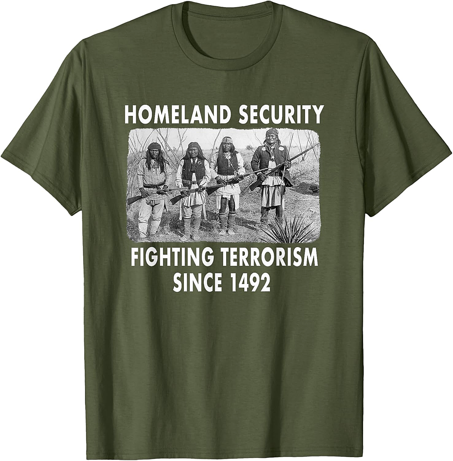 Homeland Security 1492 Native American T-shirt Graphic Tee