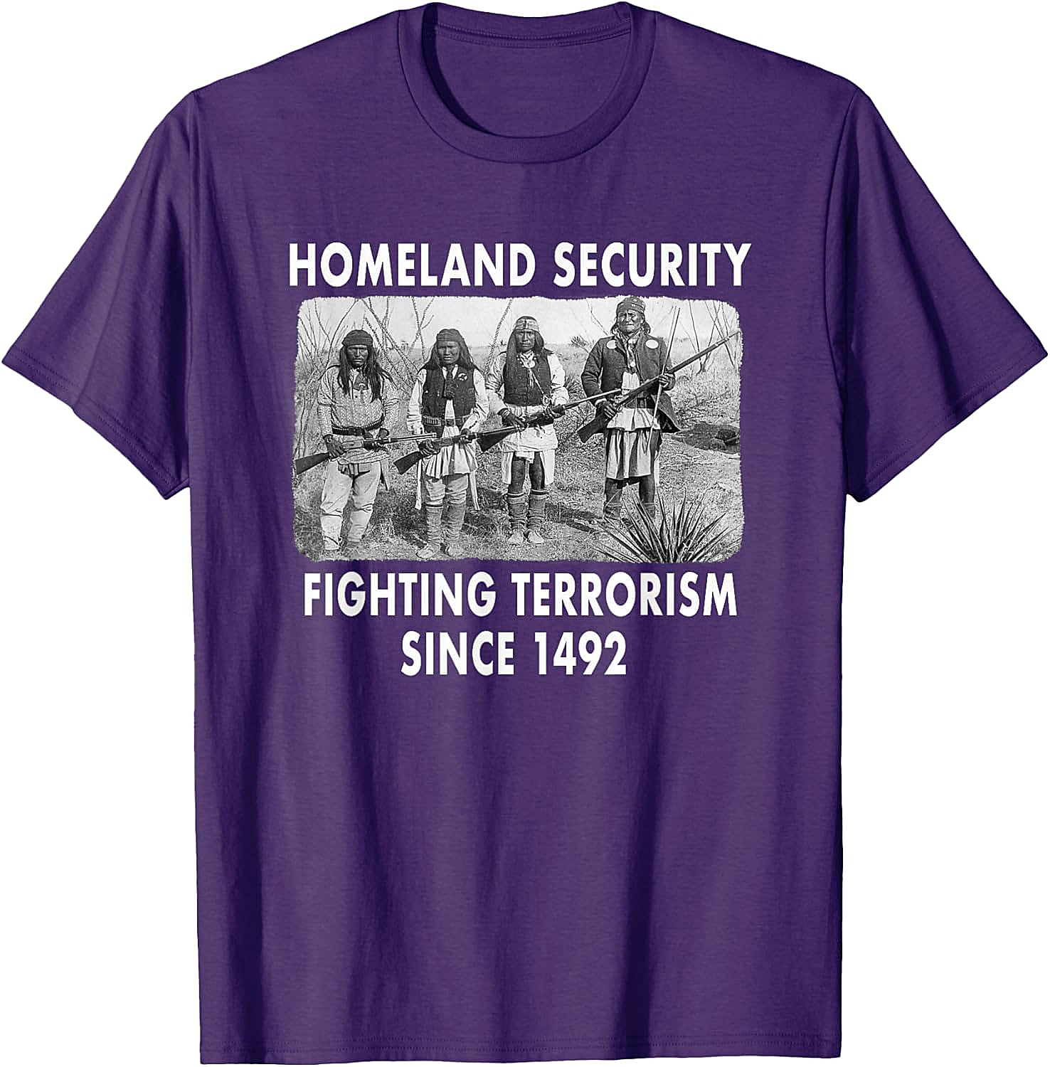 Homeland Security 1492 Native American T-shirt Graphic Tee