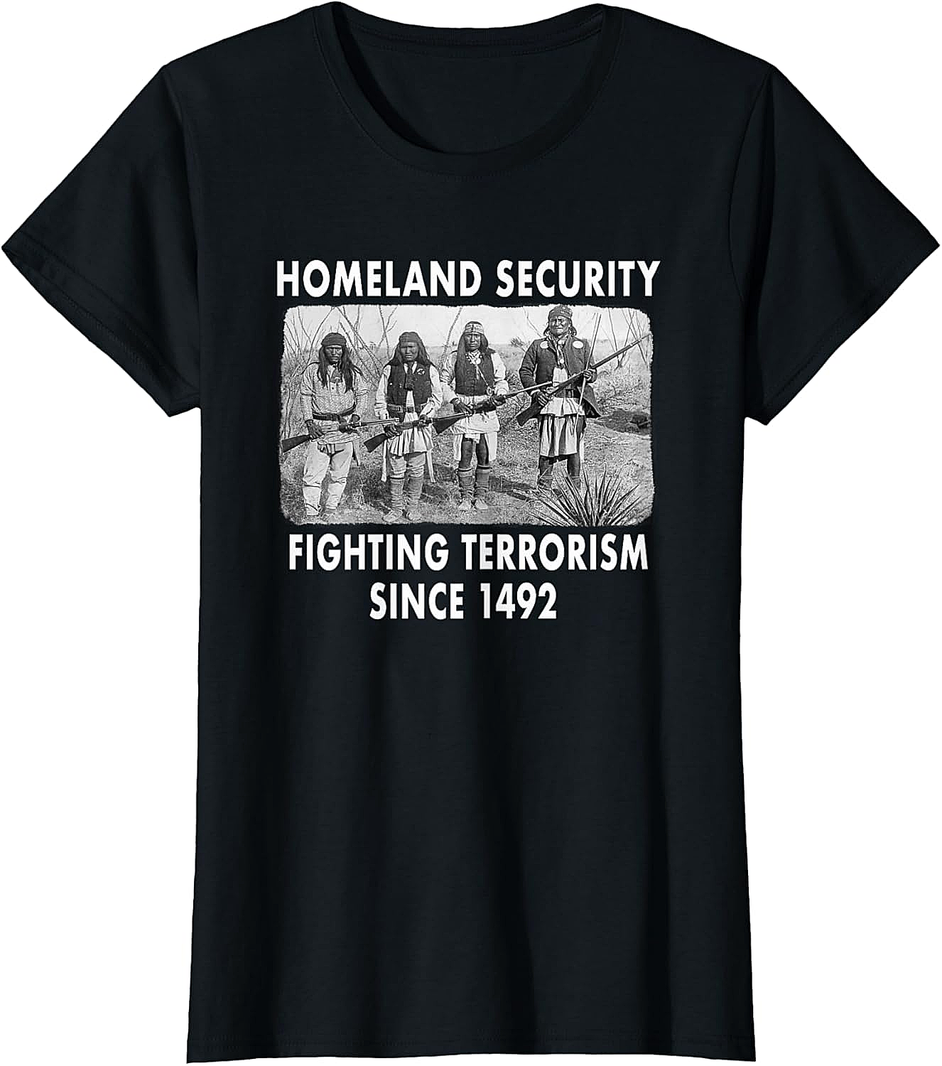 Homeland Security 1492 Native American T-shirt Graphic Tee