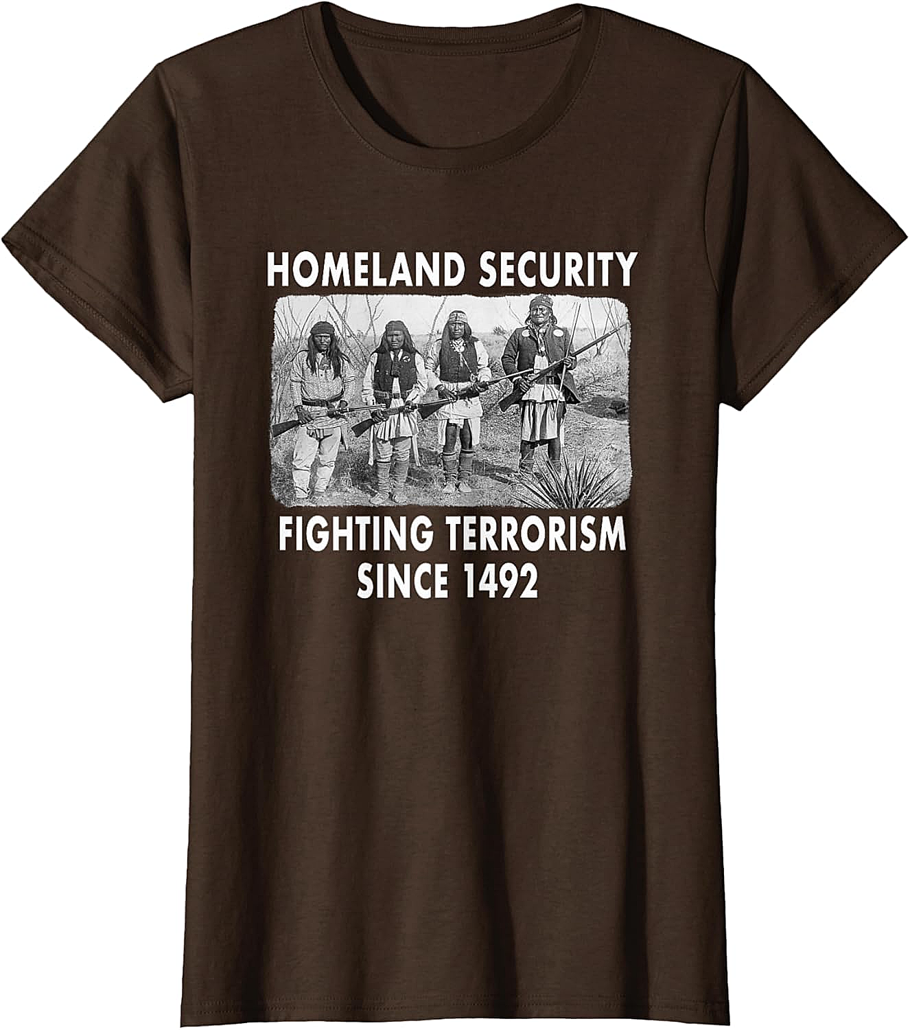 Homeland Security 1492 Native American T-shirt Graphic Tee