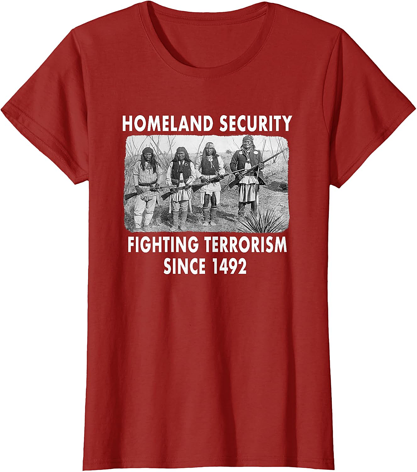 Homeland Security 1492 Native American T-shirt Graphic Tee