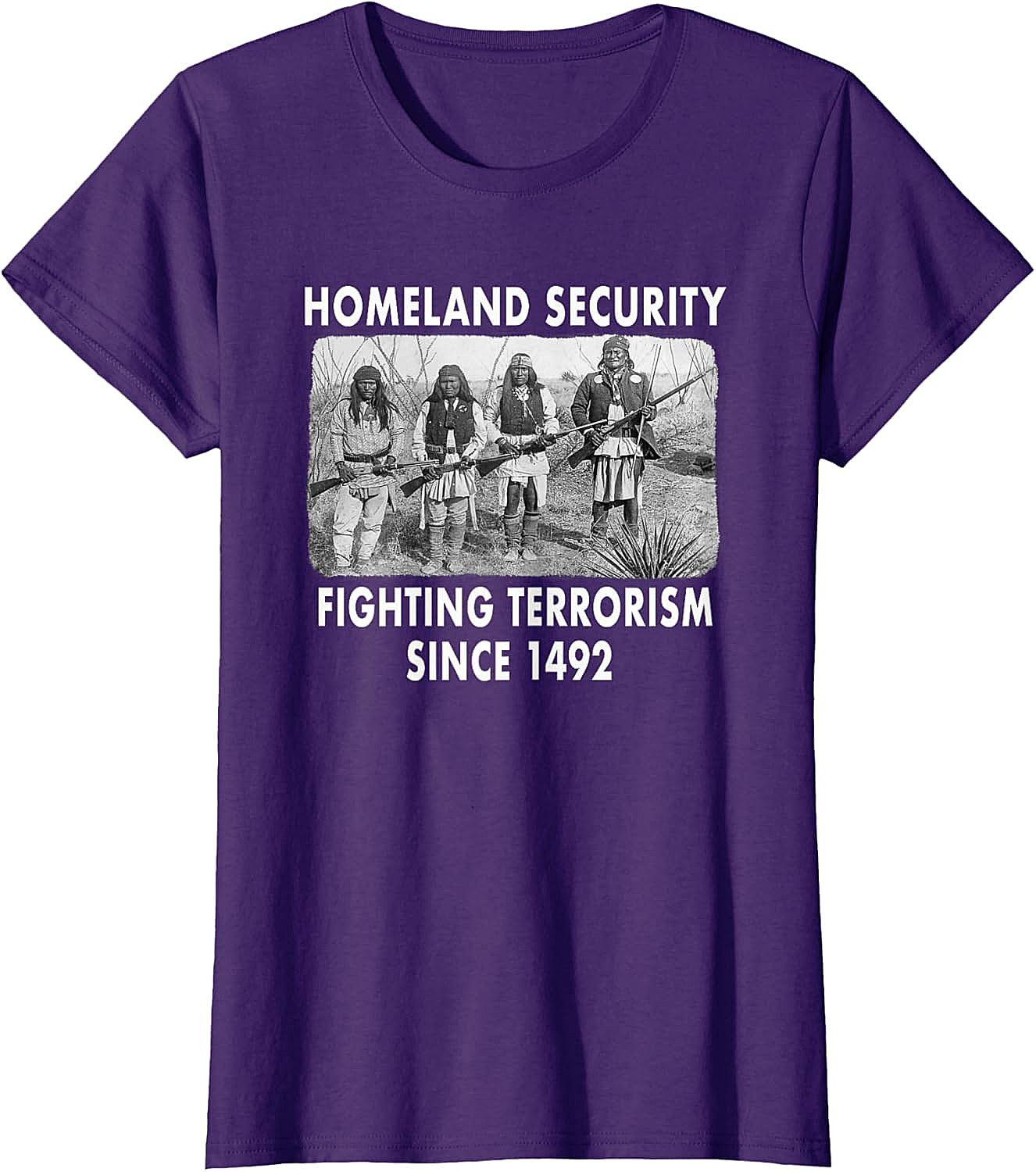 Homeland Security 1492 Native American T-shirt Graphic Tee