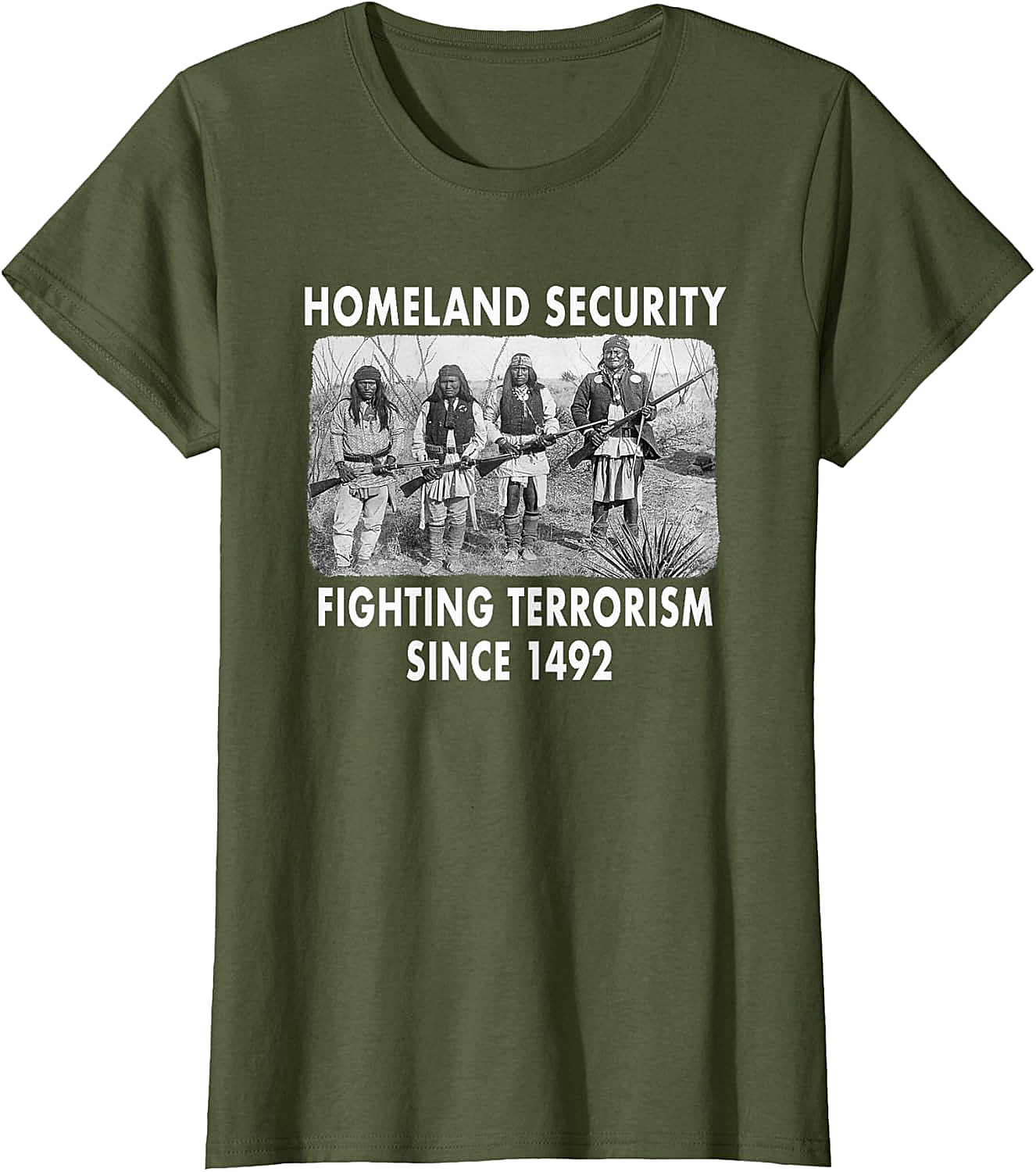 Homeland Security 1492 Native American T-shirt Graphic Tee