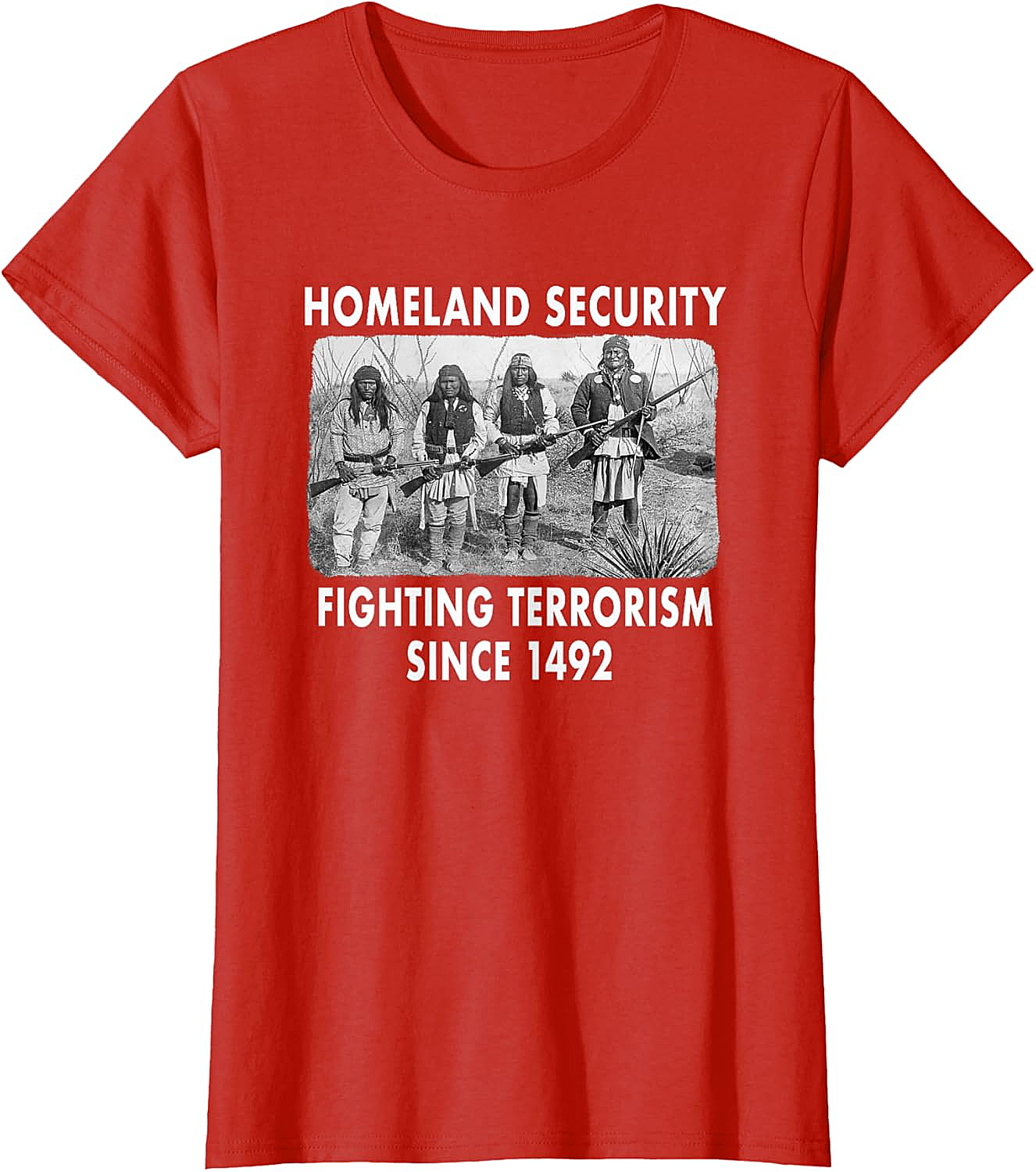 Homeland Security 1492 Native American T-shirt Graphic Tee