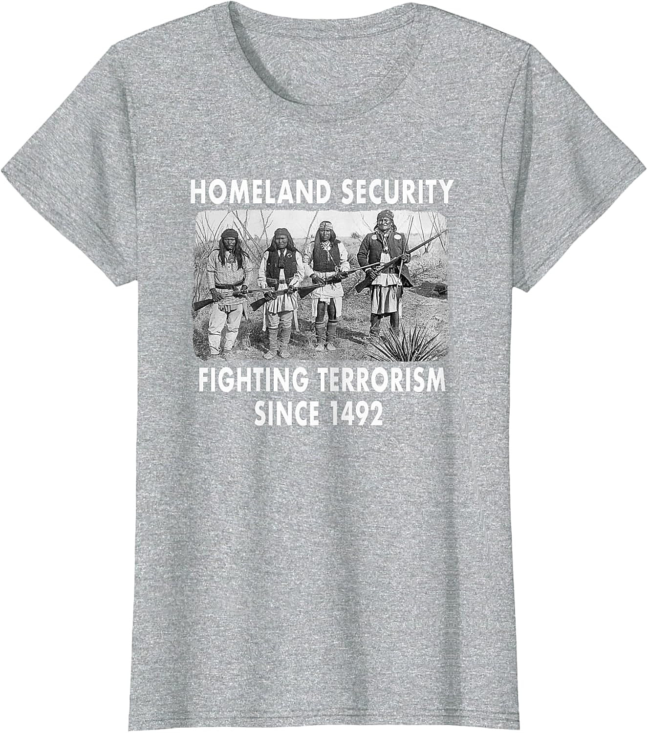 Homeland Security 1492 Native American T-shirt Graphic Tee