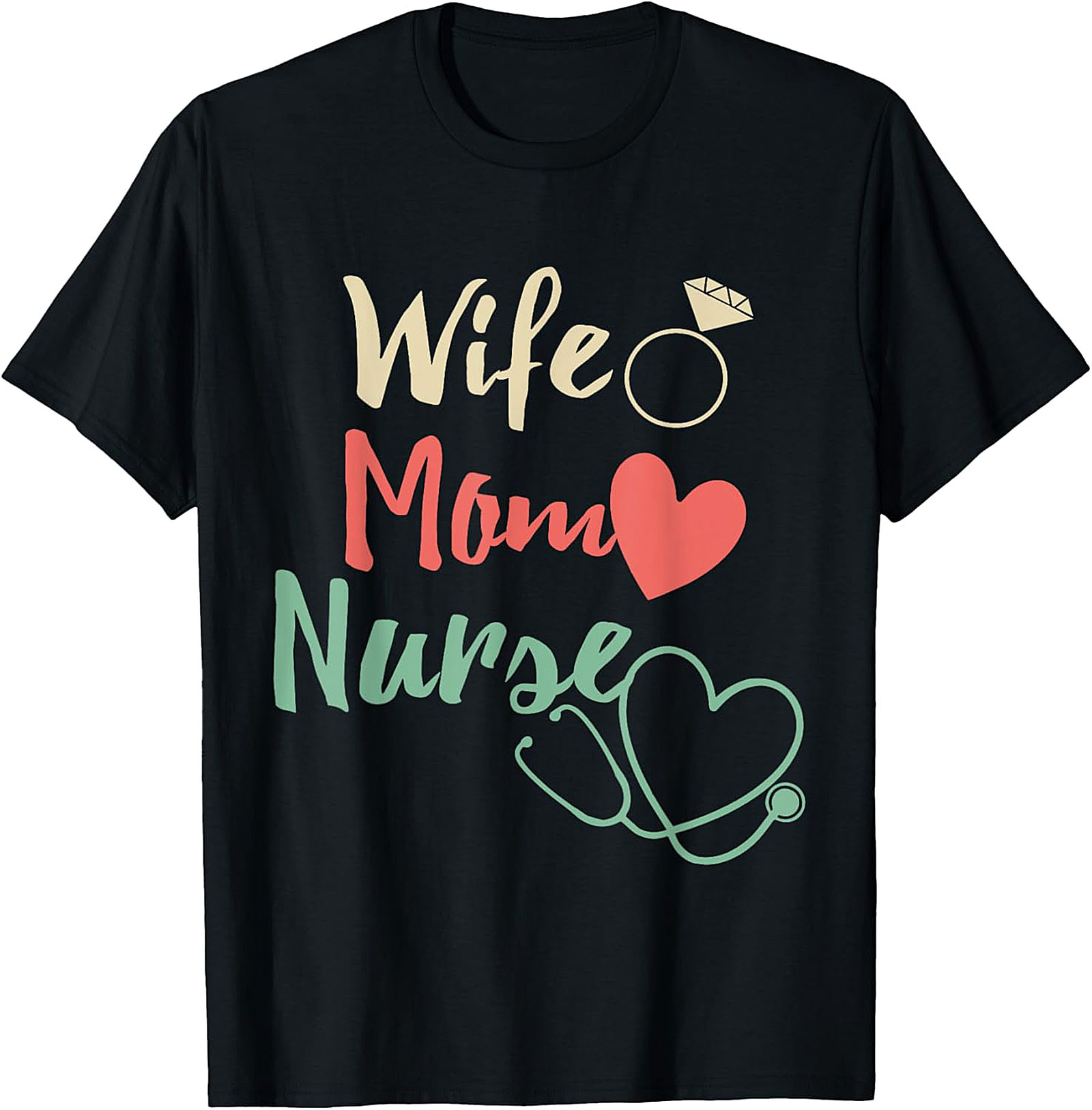 Wife Mom Nurse T-Shirt | Retro Nurse Life Graphic Tee