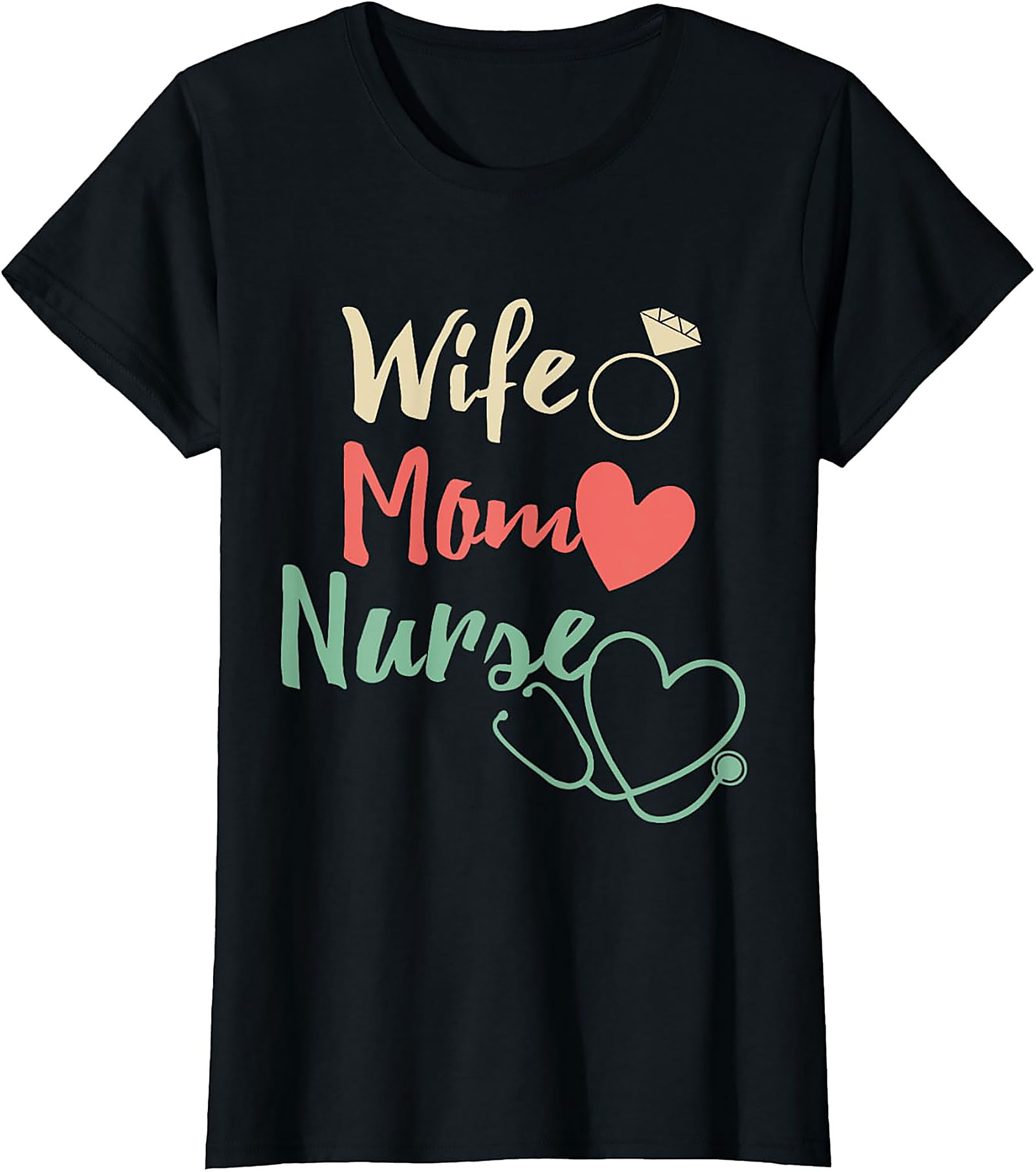 Wife Mom Nurse T-Shirt | Retro Nurse Life Graphic Tee