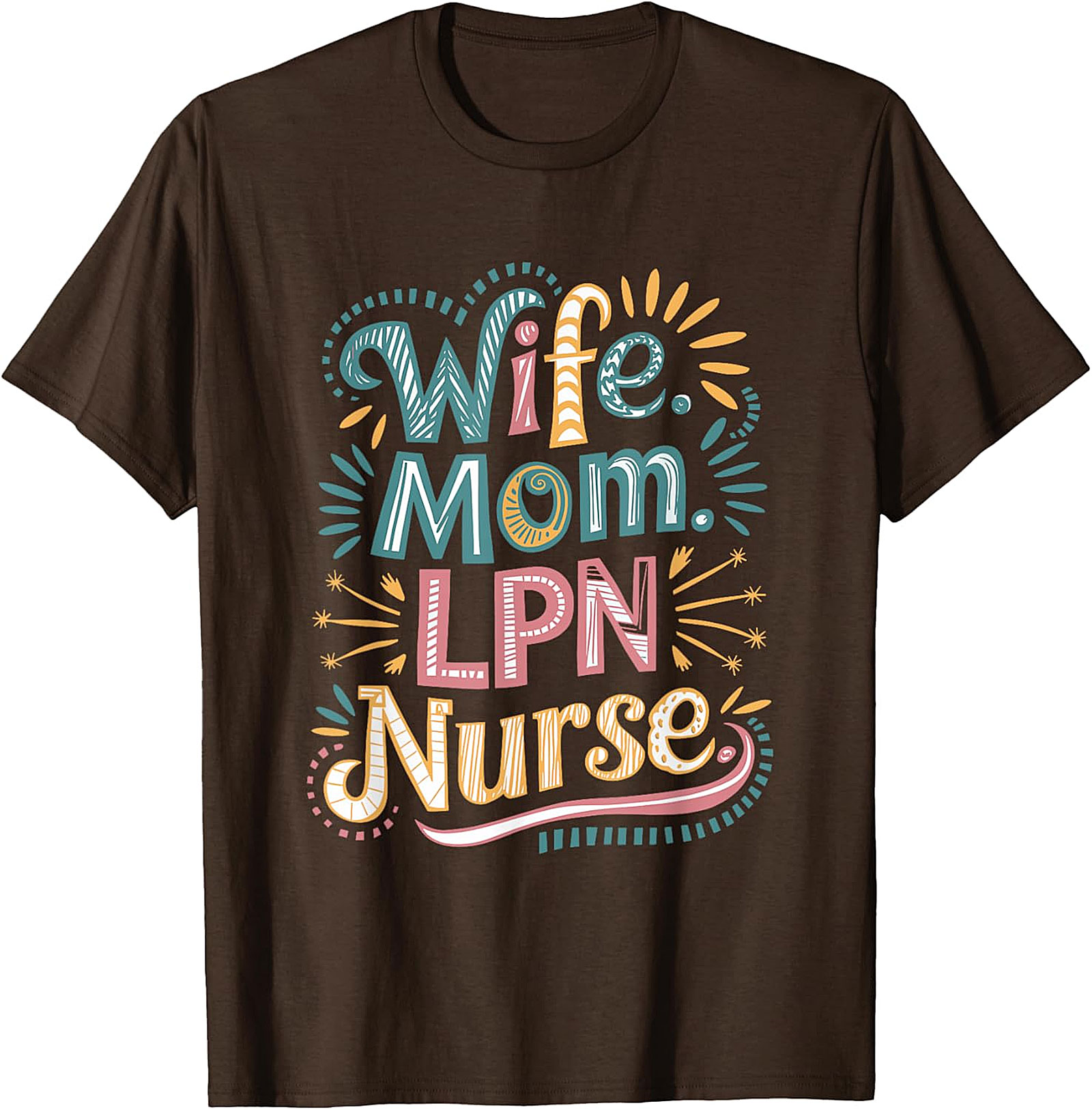 Wife Mom LPN Nurse T-Shirt | Colorful Boho Graphic Tee