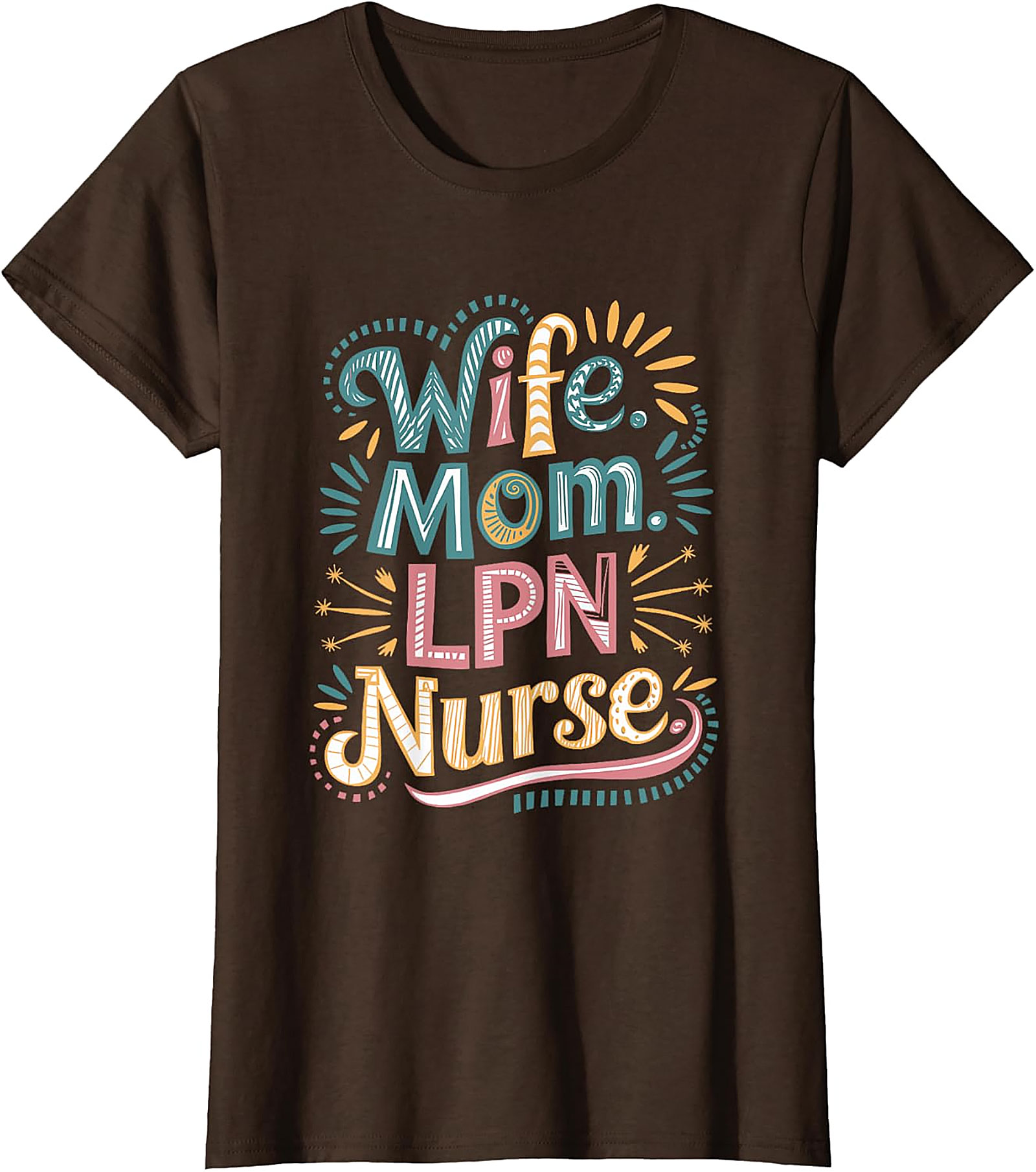 Wife Mom LPN Nurse T-Shirt | Colorful Boho Graphic Tee