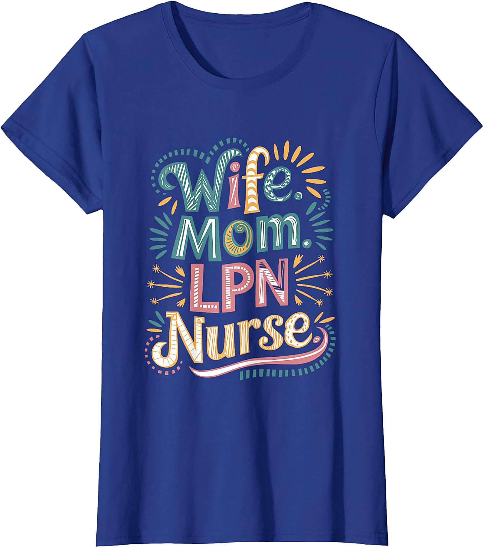 Wife Mom LPN Nurse T-Shirt | Colorful Boho Graphic Tee