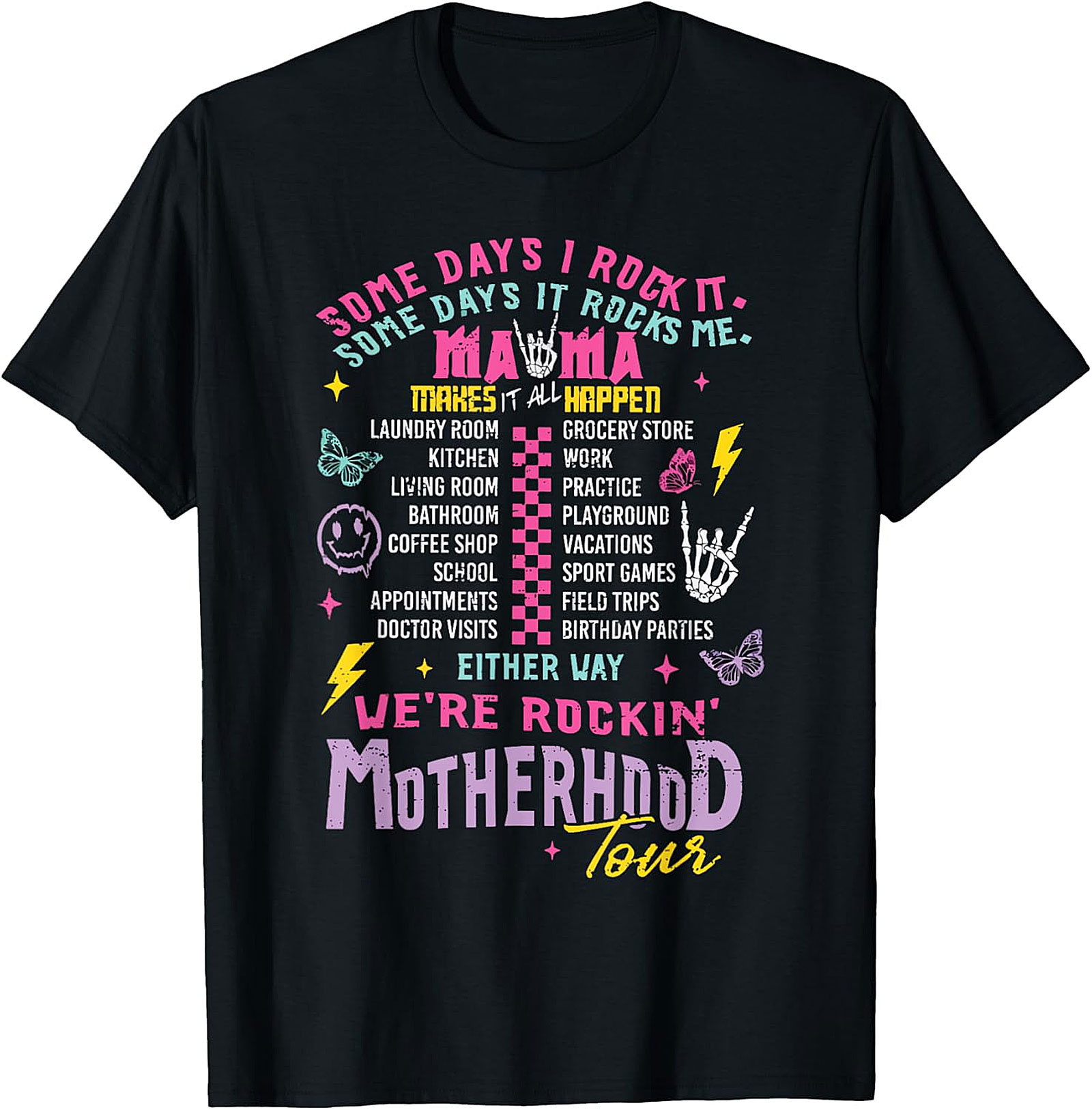 Motherhood Tour Graphic Tee | Funny Mama Rock Band Shirt