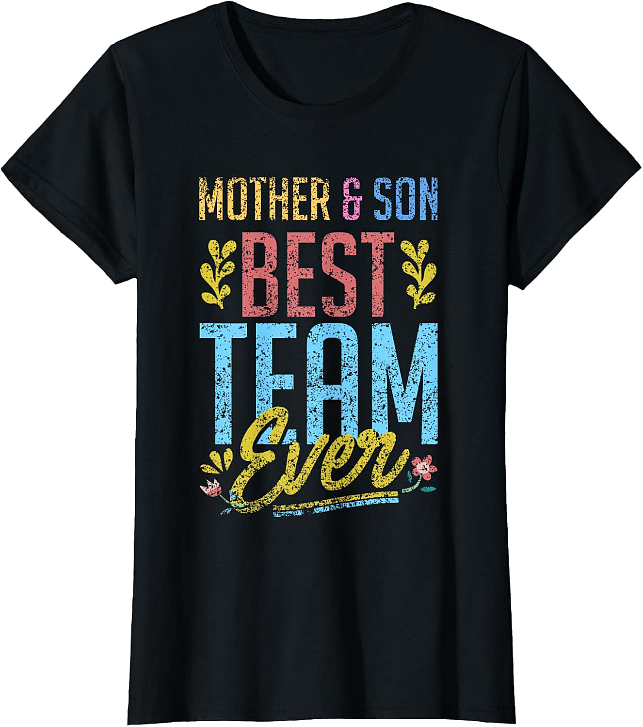 Mother and Son Best Team Ever T-shirt Vintage Graphic Tee
