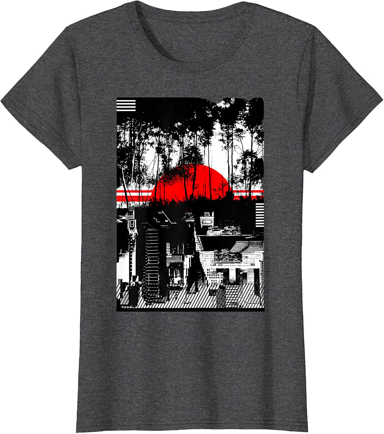  Japanese Landscape Graphic Tee | Aesthetic Red Sun Shirt