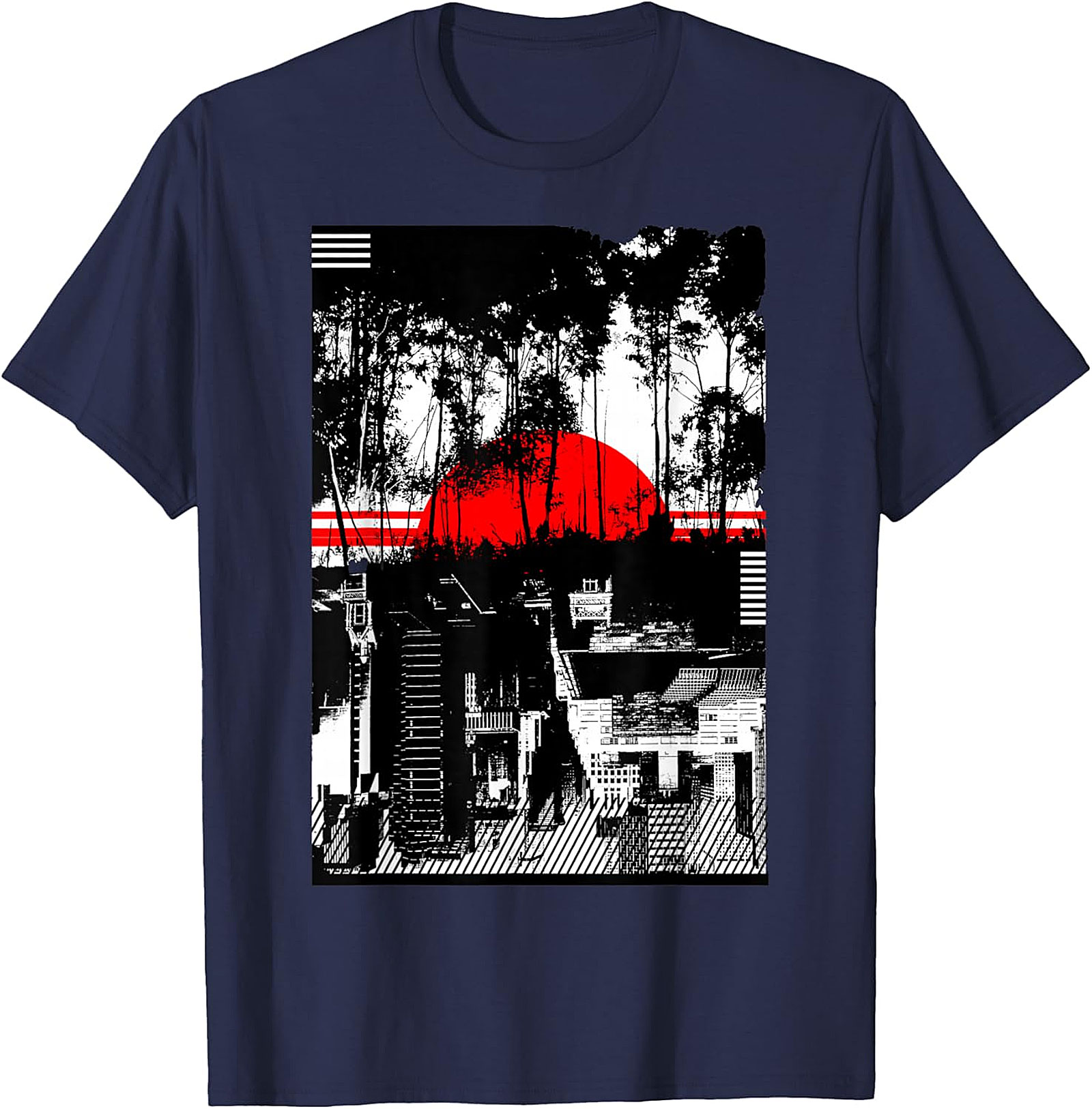  Japanese Landscape Graphic Tee | Aesthetic Red Sun Shirt