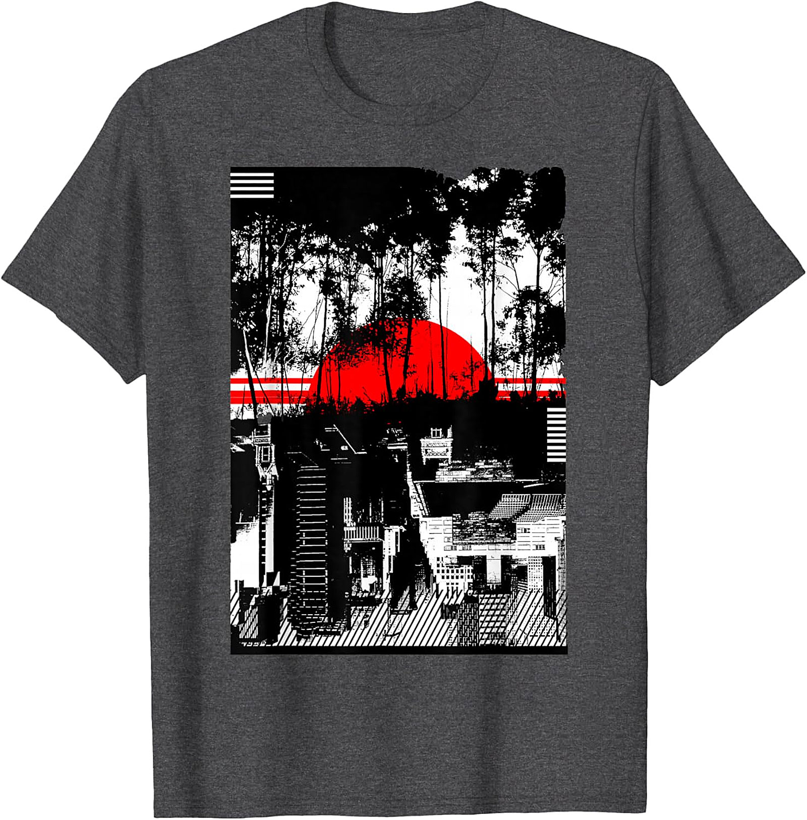  Japanese Landscape Graphic Tee | Aesthetic Red Sun Shirt