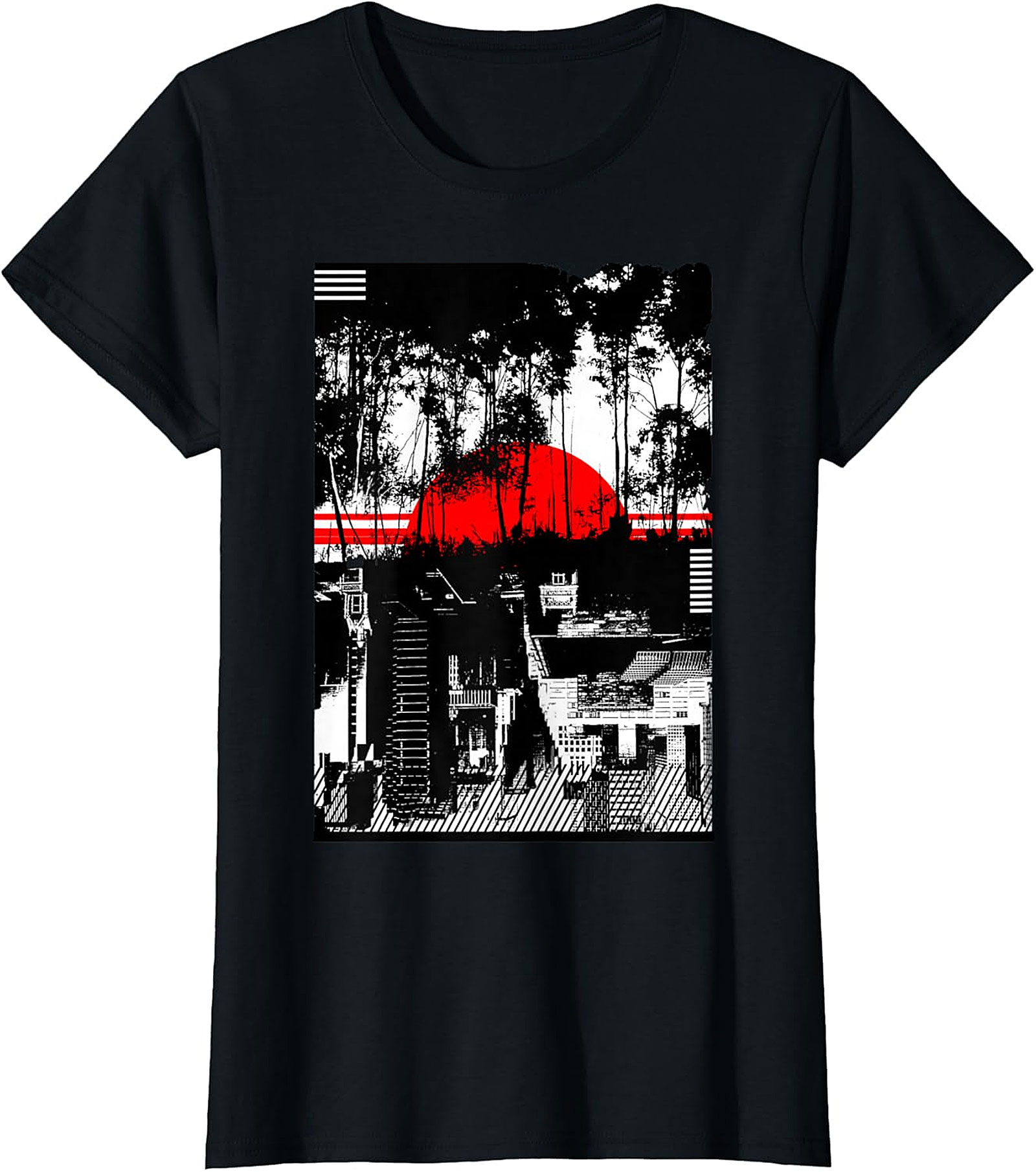  Japanese Landscape Graphic Tee | Aesthetic Red Sun Shirt