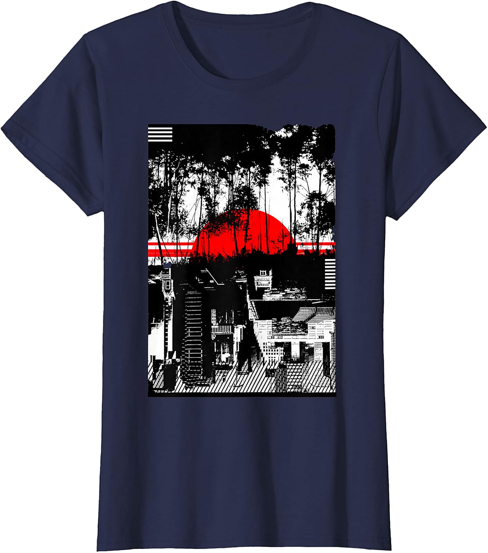  Japanese Landscape Graphic Tee | Aesthetic Red Sun Shirt