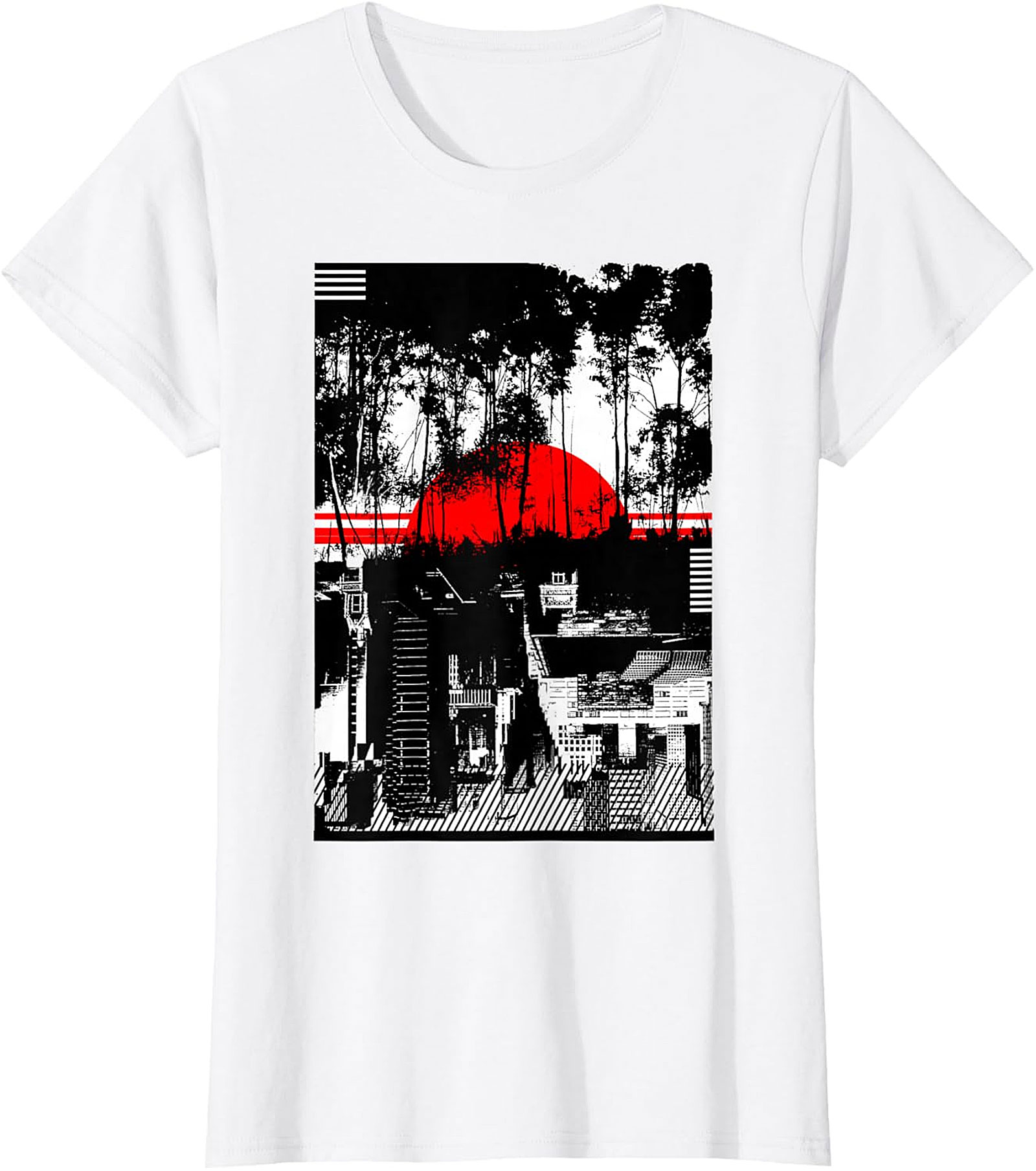  Japanese Landscape Graphic Tee | Aesthetic Red Sun Shirt