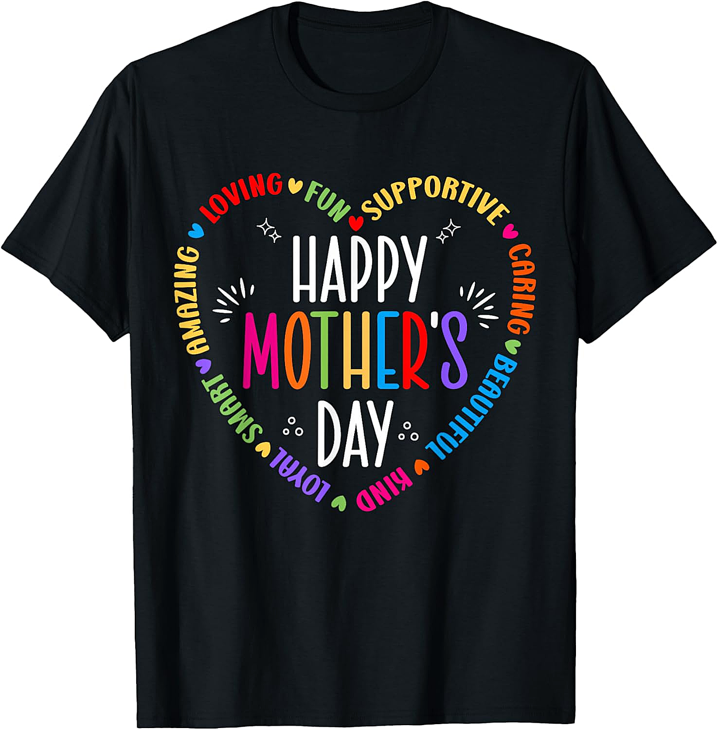 Happy Mother's Day Heart T-shirt Colorful Gift for Mom