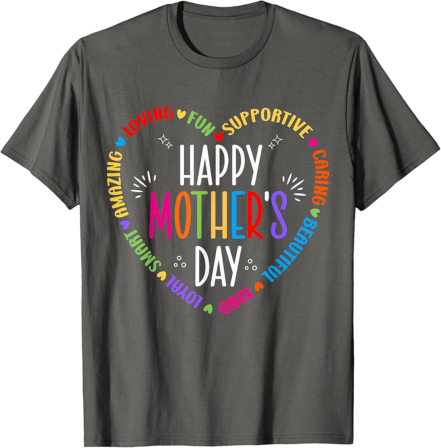 Happy Mother's Day Heart T-shirt Colorful Gift for Mom