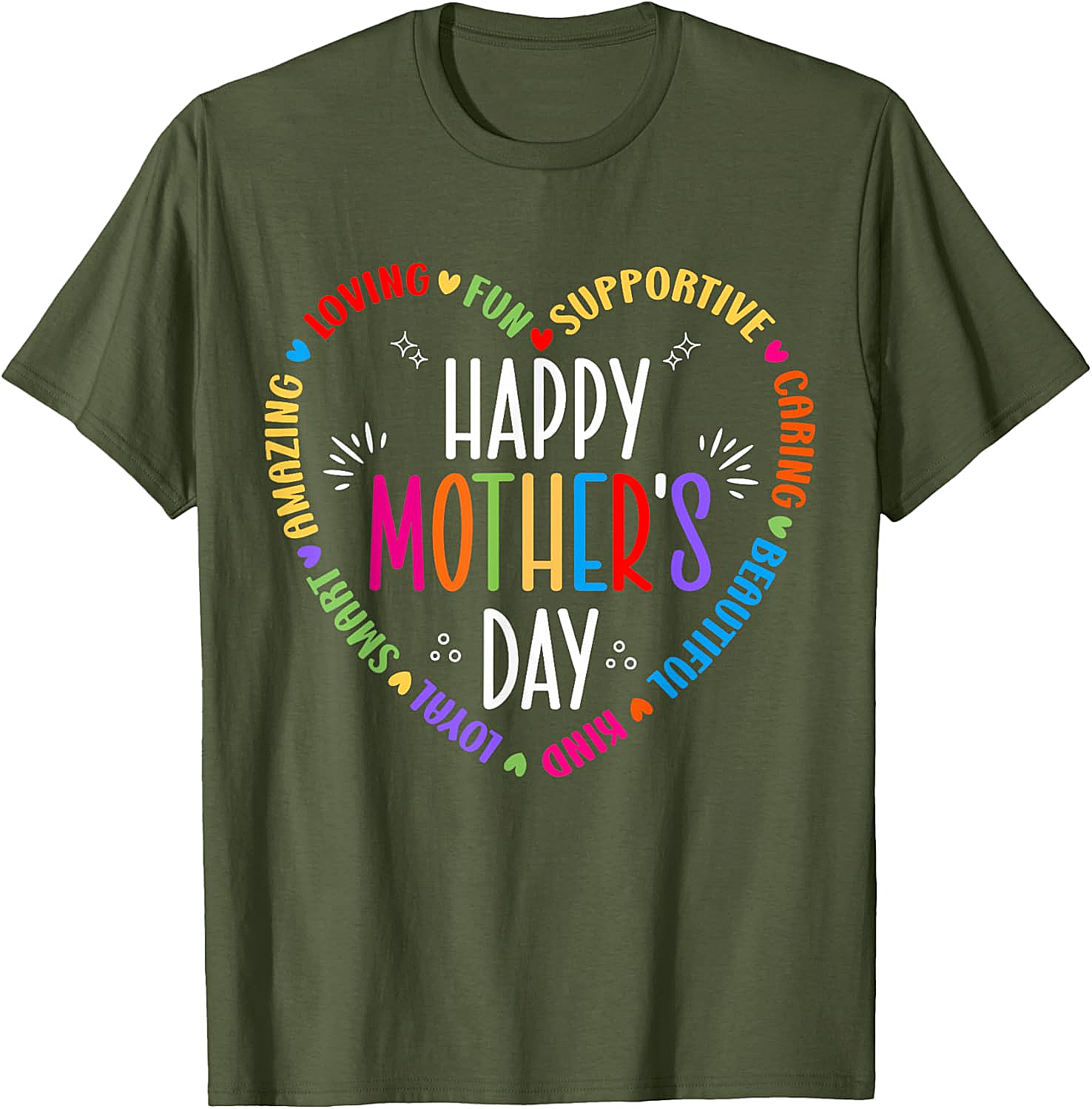 Happy Mother's Day Heart T-shirt Colorful Gift for Mom