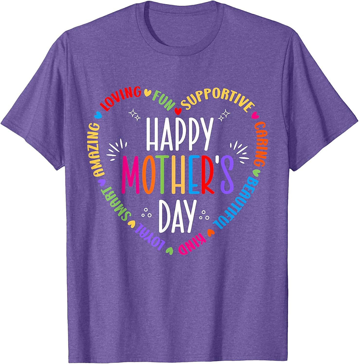 Happy Mother's Day Heart T-shirt Colorful Gift for Mom