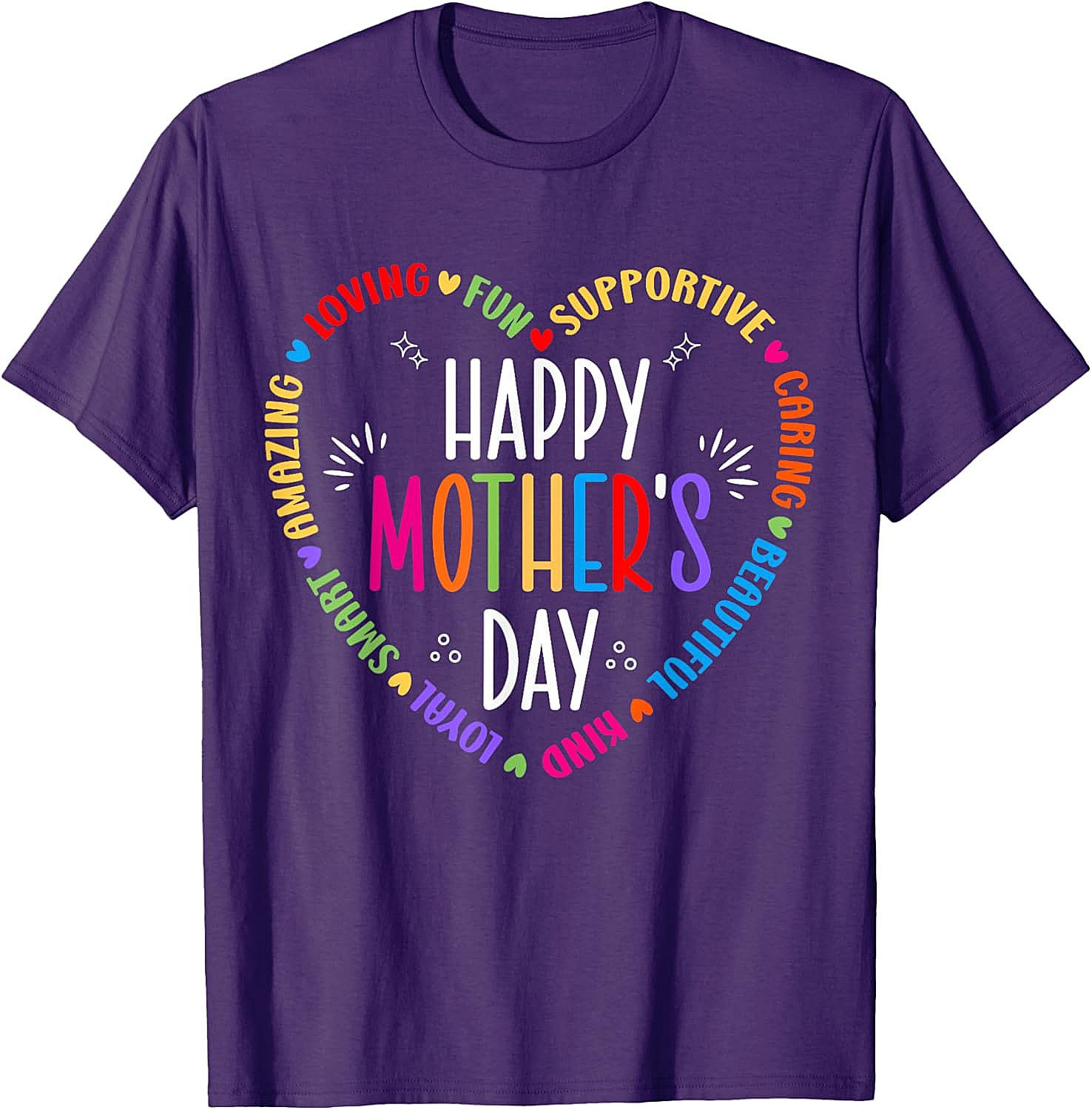 Happy Mother's Day Heart T-shirt Colorful Gift for Mom