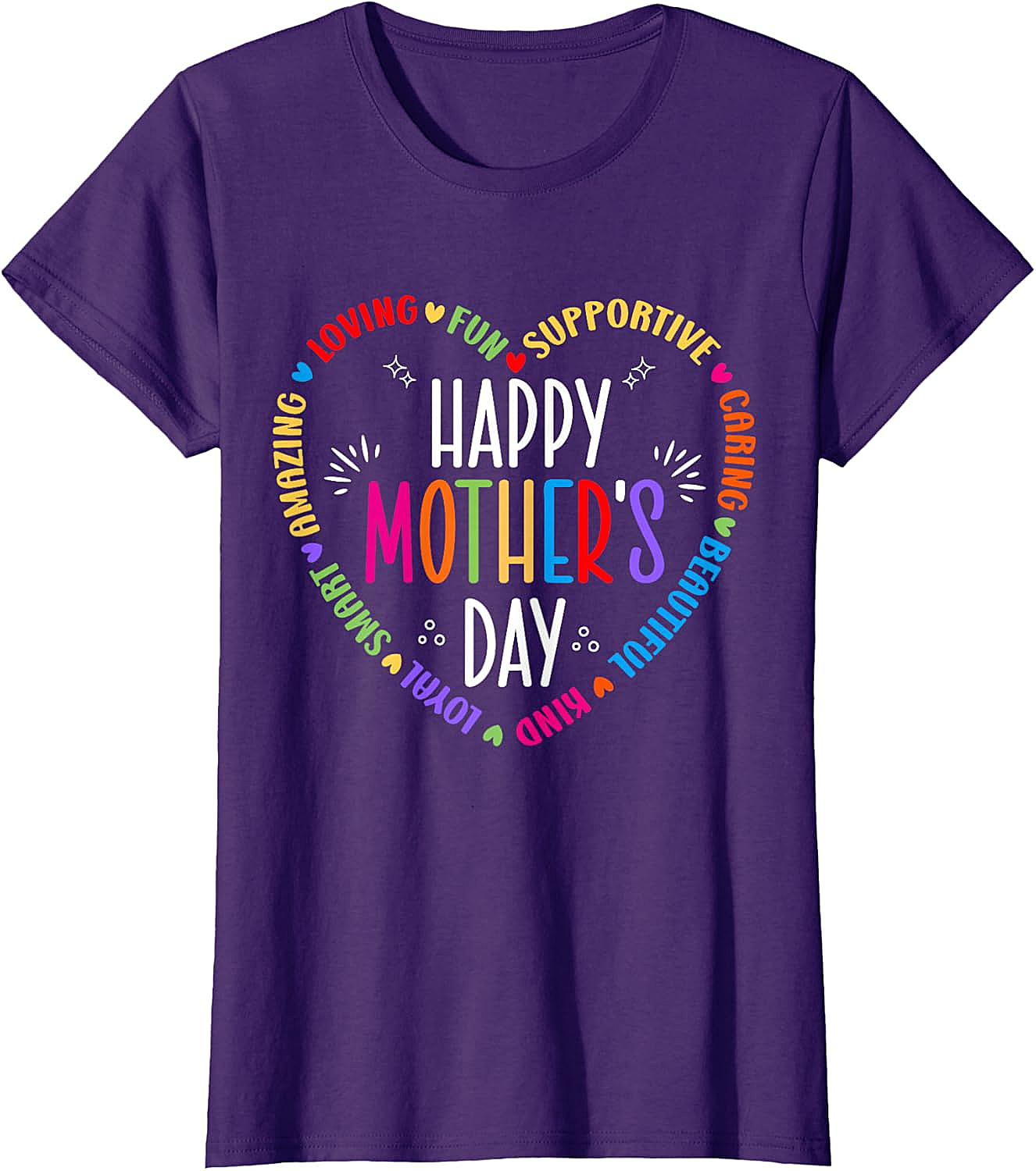 Happy Mother's Day Heart T-shirt Colorful Gift for Mom