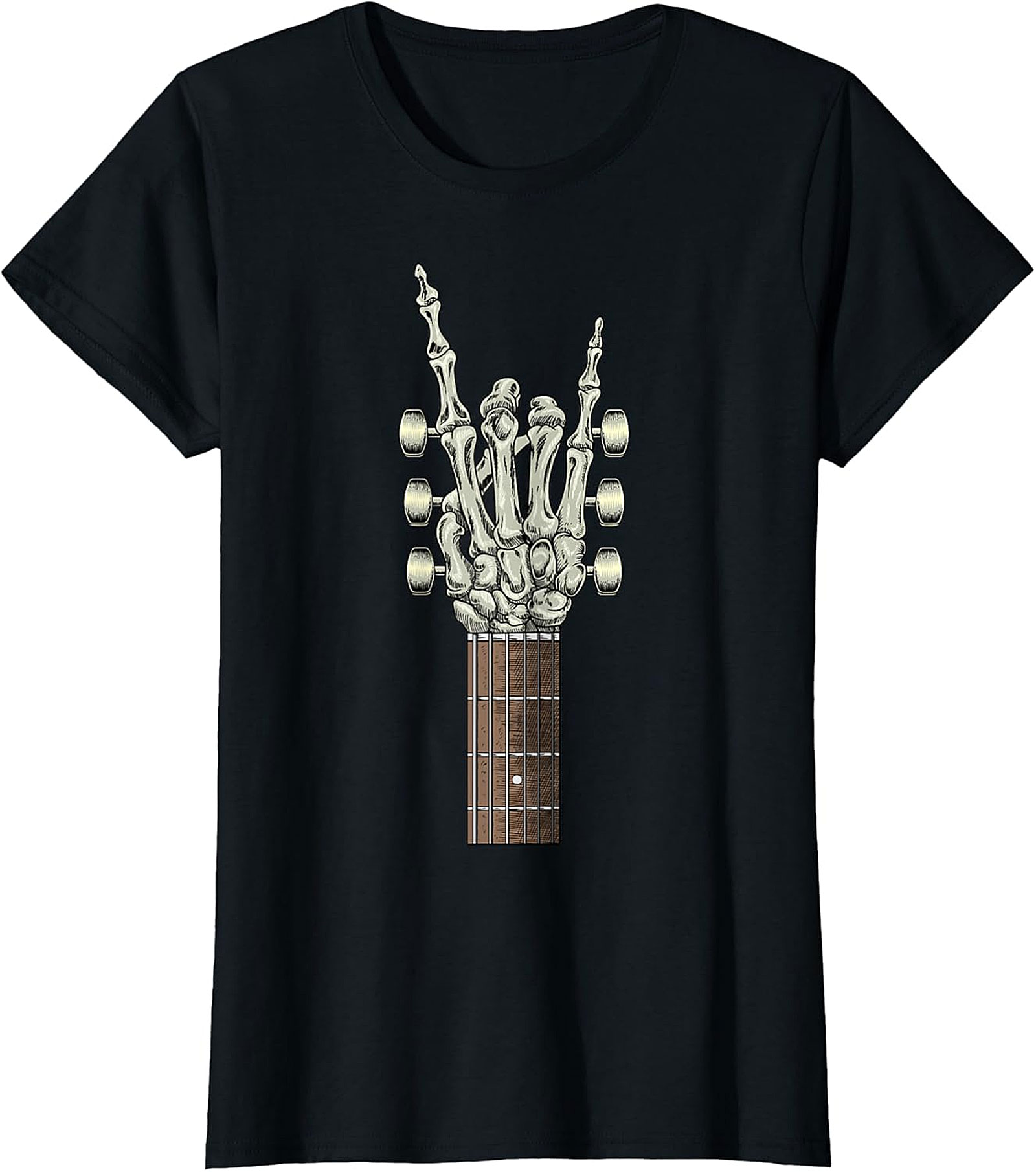 Rock On Mom T-Shirt – Skeleton Hand Guitar Graphic Tee | Cool Mother’s Day Gift for Rock Music Lover Moms