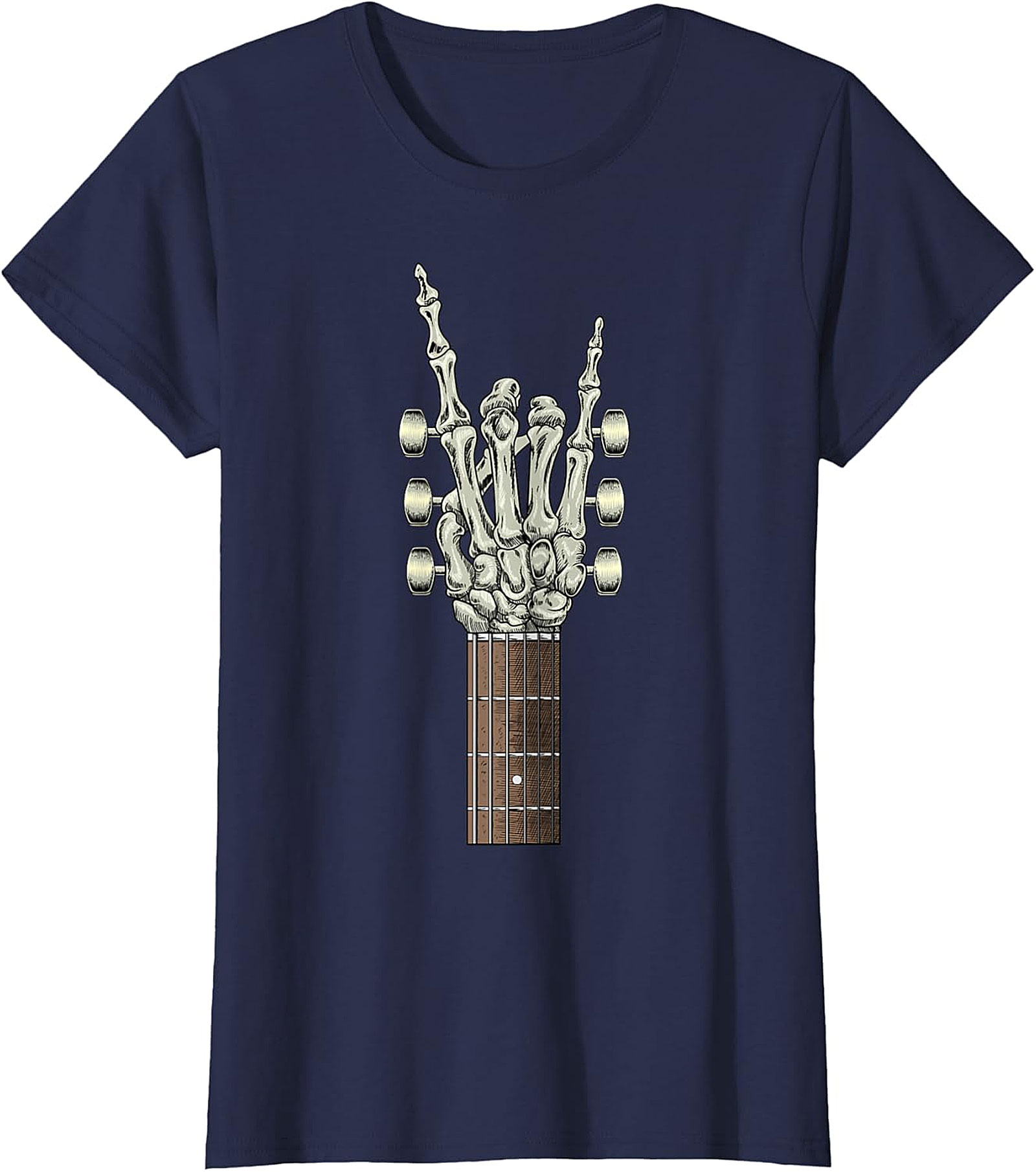 Rock On Mom T-Shirt – Skeleton Hand Guitar Graphic Tee | Cool Mother’s Day Gift for Rock Music Lover Moms