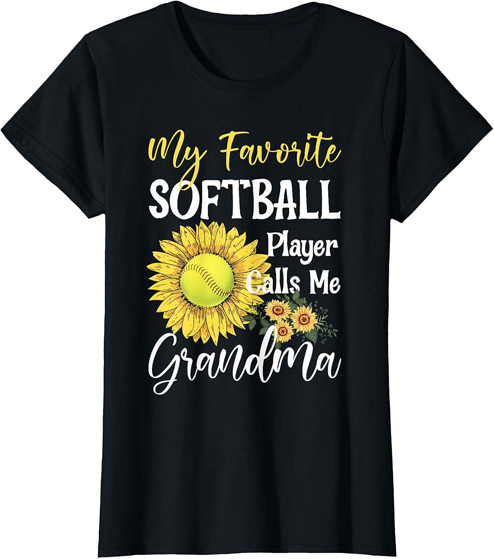 Softball Grandma Sunflower T-Shirt | Soft Cotton Graphic Tee