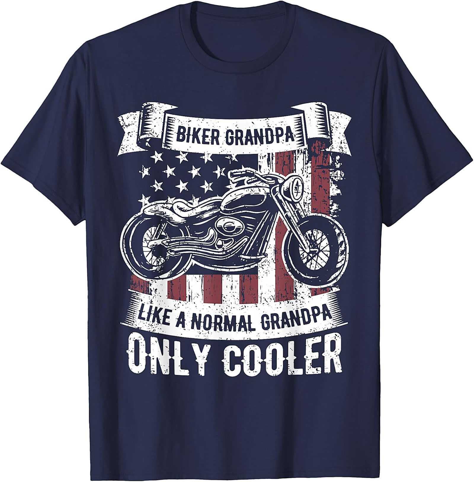  Biker Grandpa T-Shirt - Like a Normal Grandpa Only Cooler