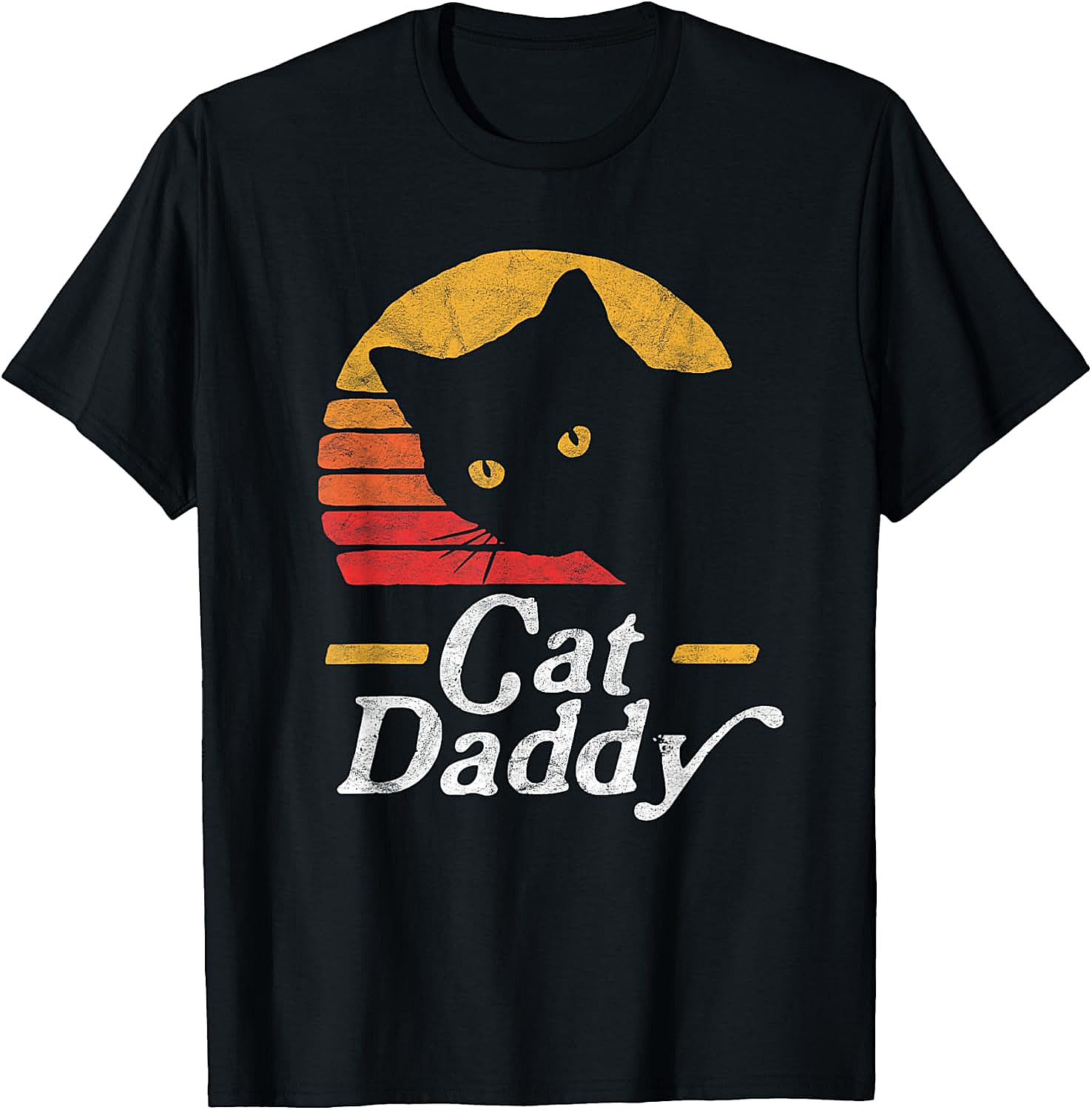 Retro Cat Daddy T-Shirt Vintage Sunset Graphic Tee