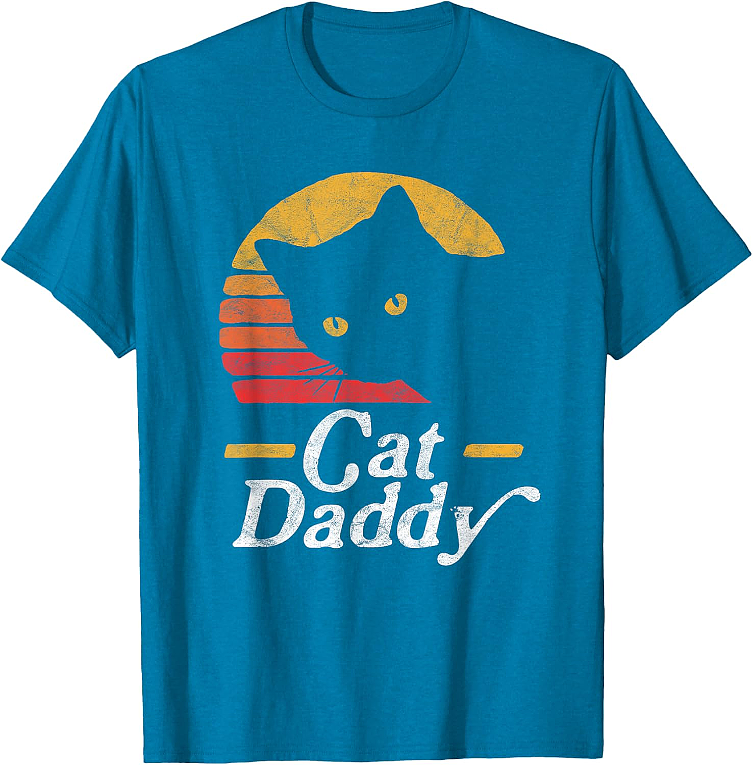 Retro Cat Daddy T-Shirt Vintage Sunset Graphic Tee