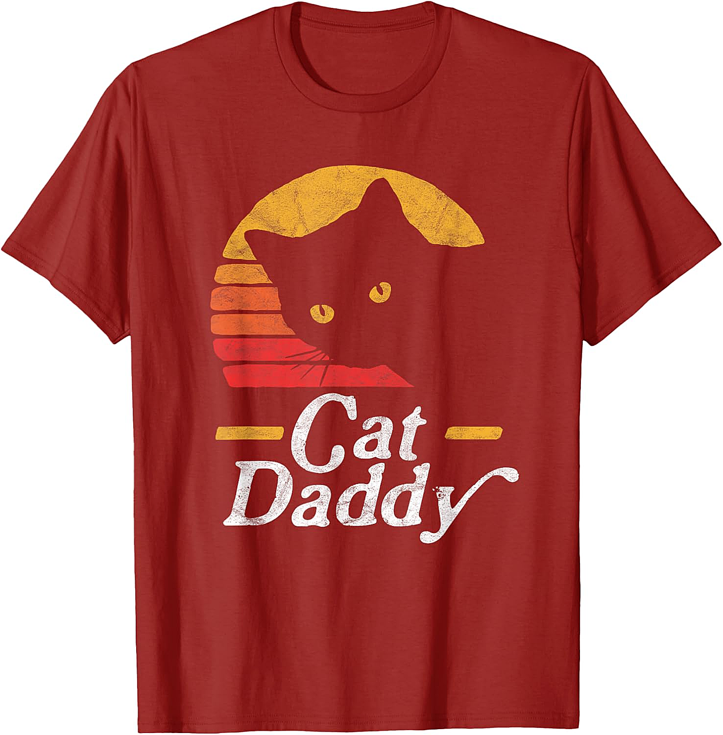Retro Cat Daddy T-Shirt Vintage Sunset Graphic Tee