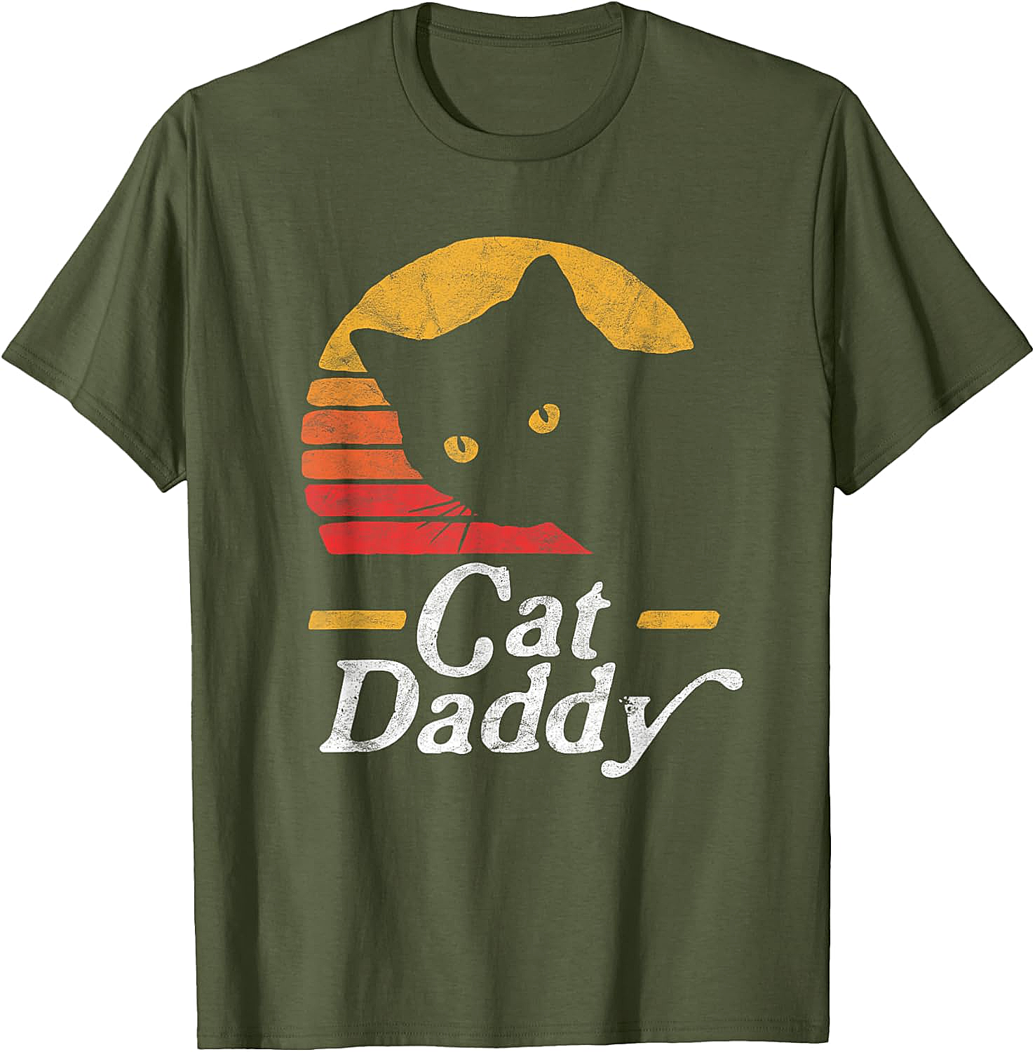 Retro Cat Daddy T-Shirt Vintage Sunset Graphic Tee