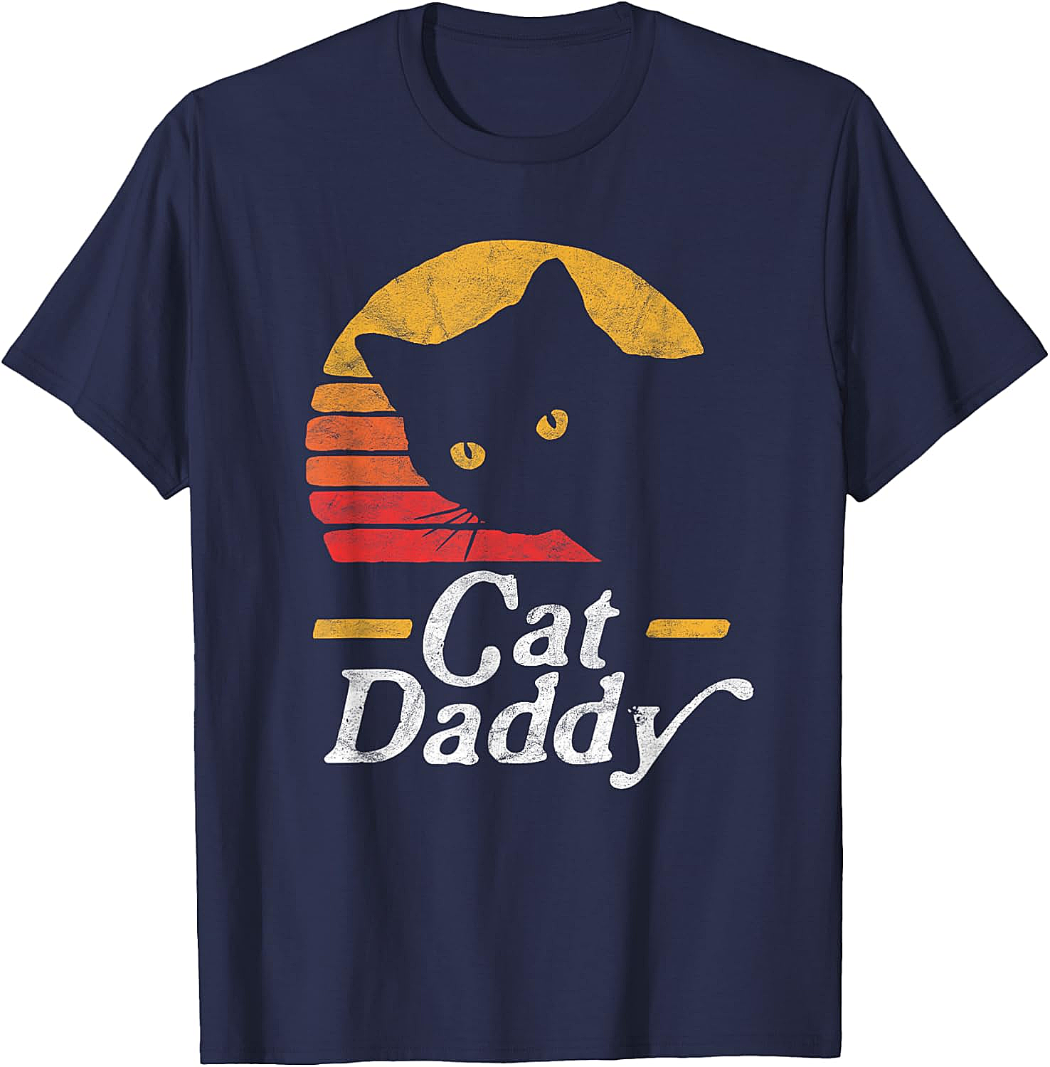 Retro Cat Daddy T-Shirt Vintage Sunset Graphic Tee