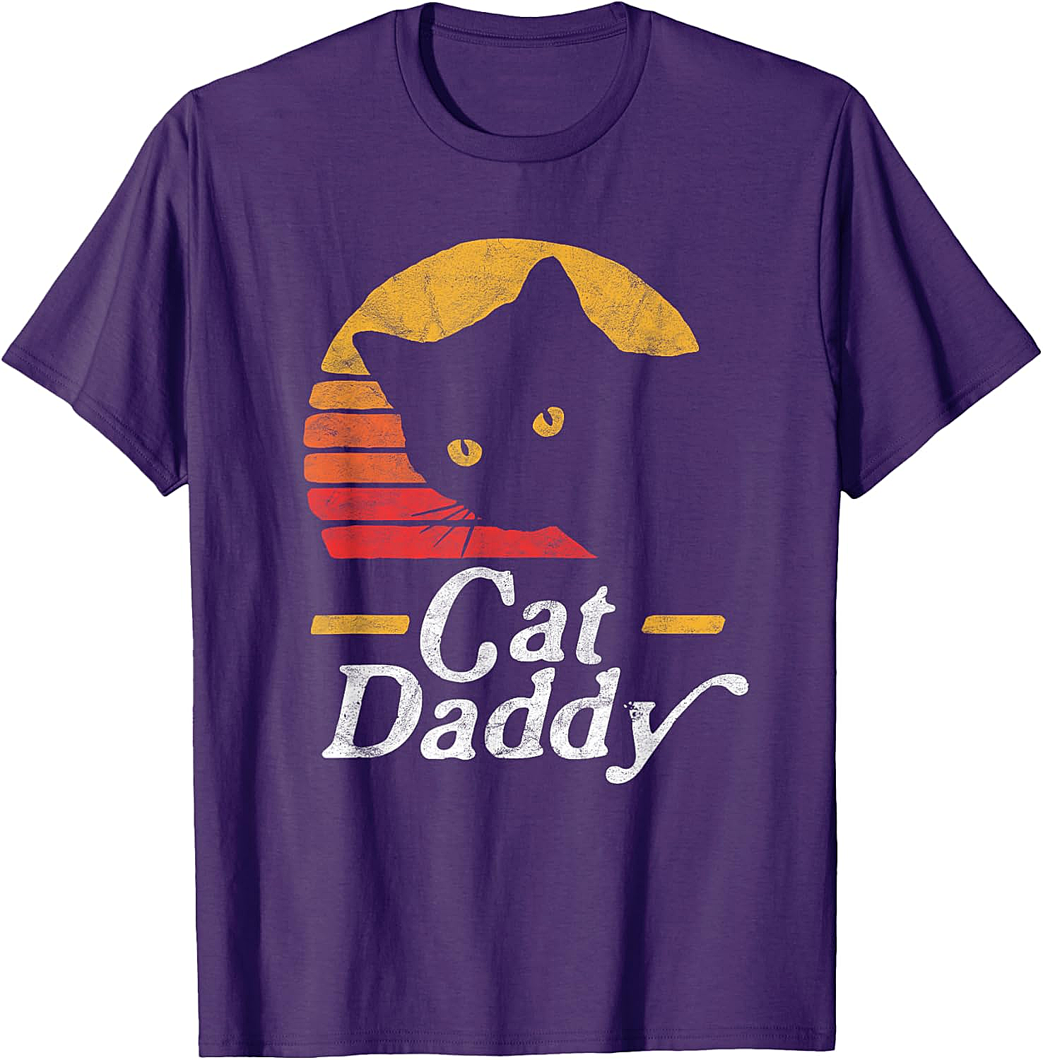 Retro Cat Daddy T-Shirt Vintage Sunset Graphic Tee