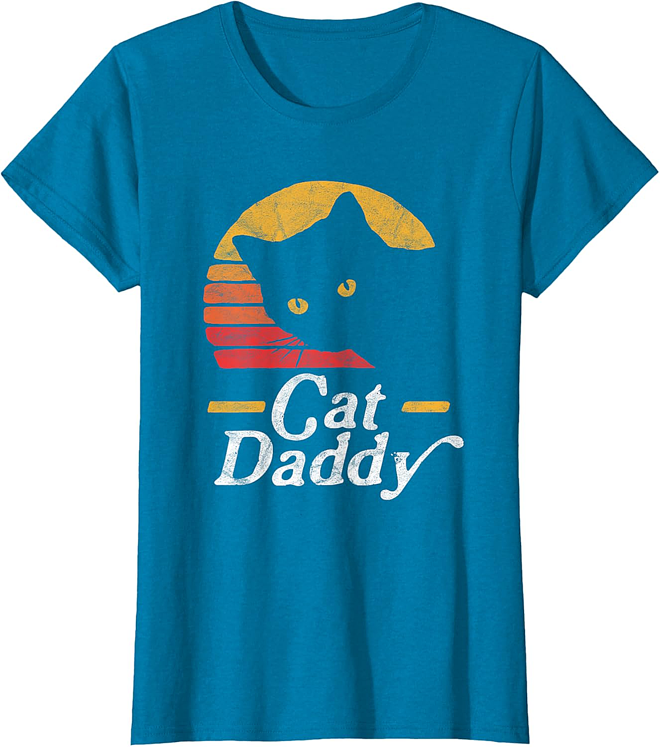 Retro Cat Daddy T-Shirt Vintage Sunset Graphic Tee