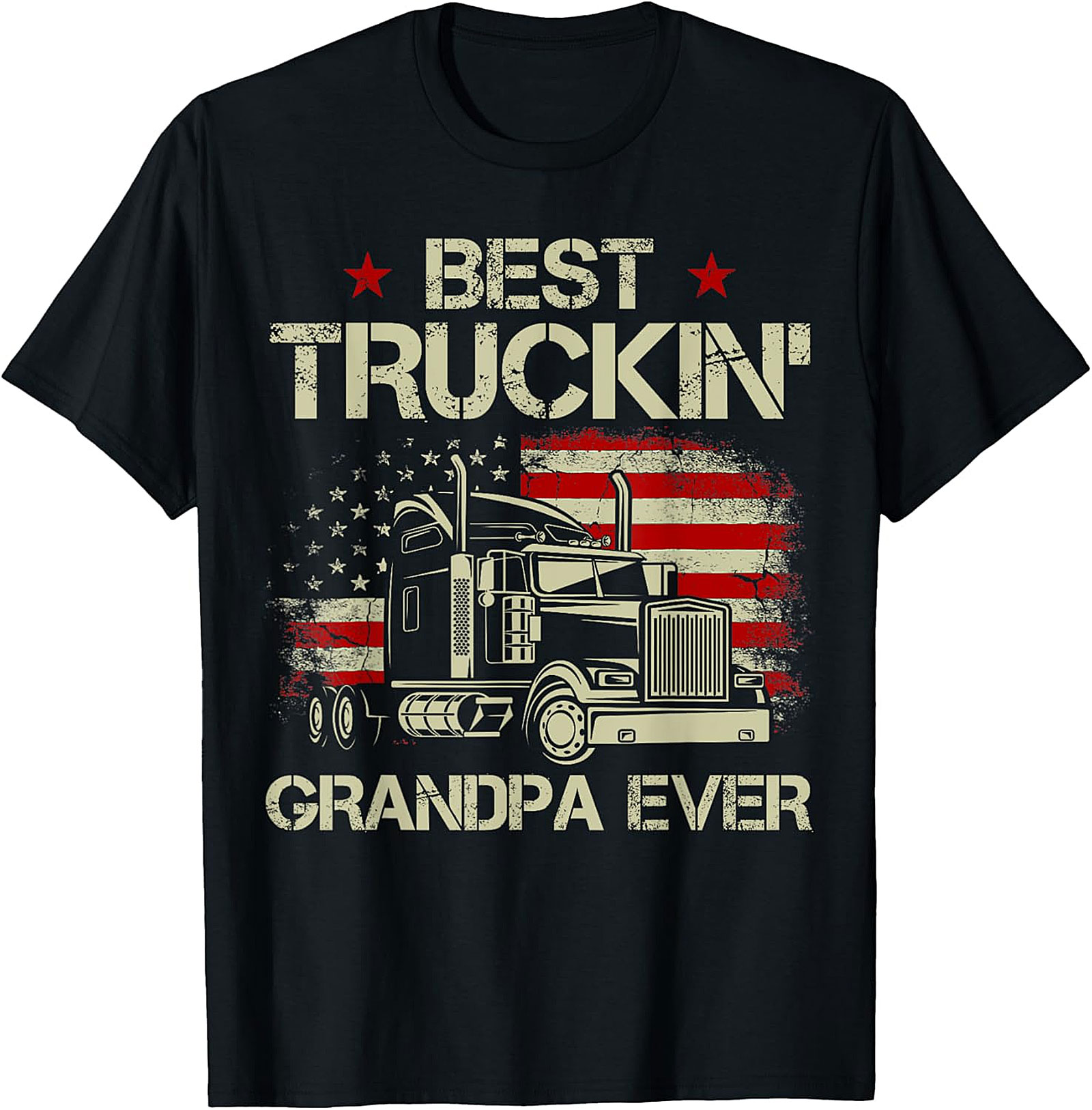 Best Truckin' Grandpa T-shirt | Patriotic Trucker Gift Tee