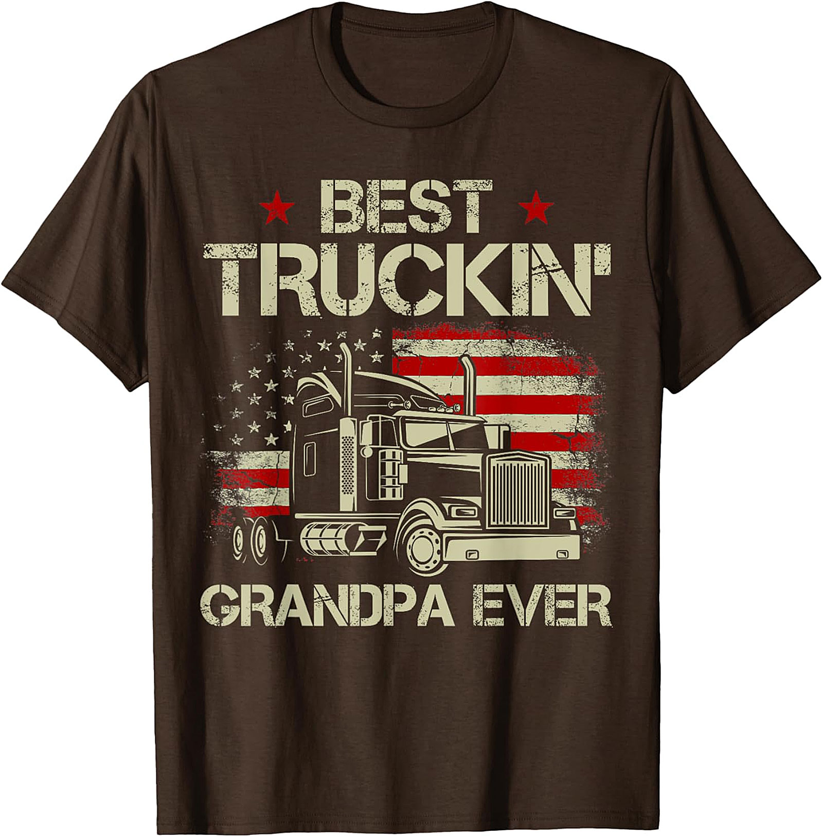  Best Truckin' Grandpa T-shirt | Patriotic Trucker Gift Tee